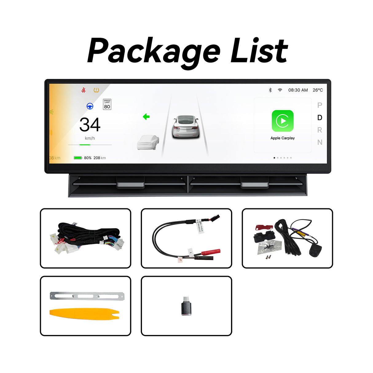 ZHNN 10.88 Inch Head Up Display Compatible with Tesla Model 3 2017-2023 Model Y 2019-2024, Smart Dashboard Touch Screen Instrument Cluster Display with Wireless CarPlay/Android Auto/Camera/Air Vent