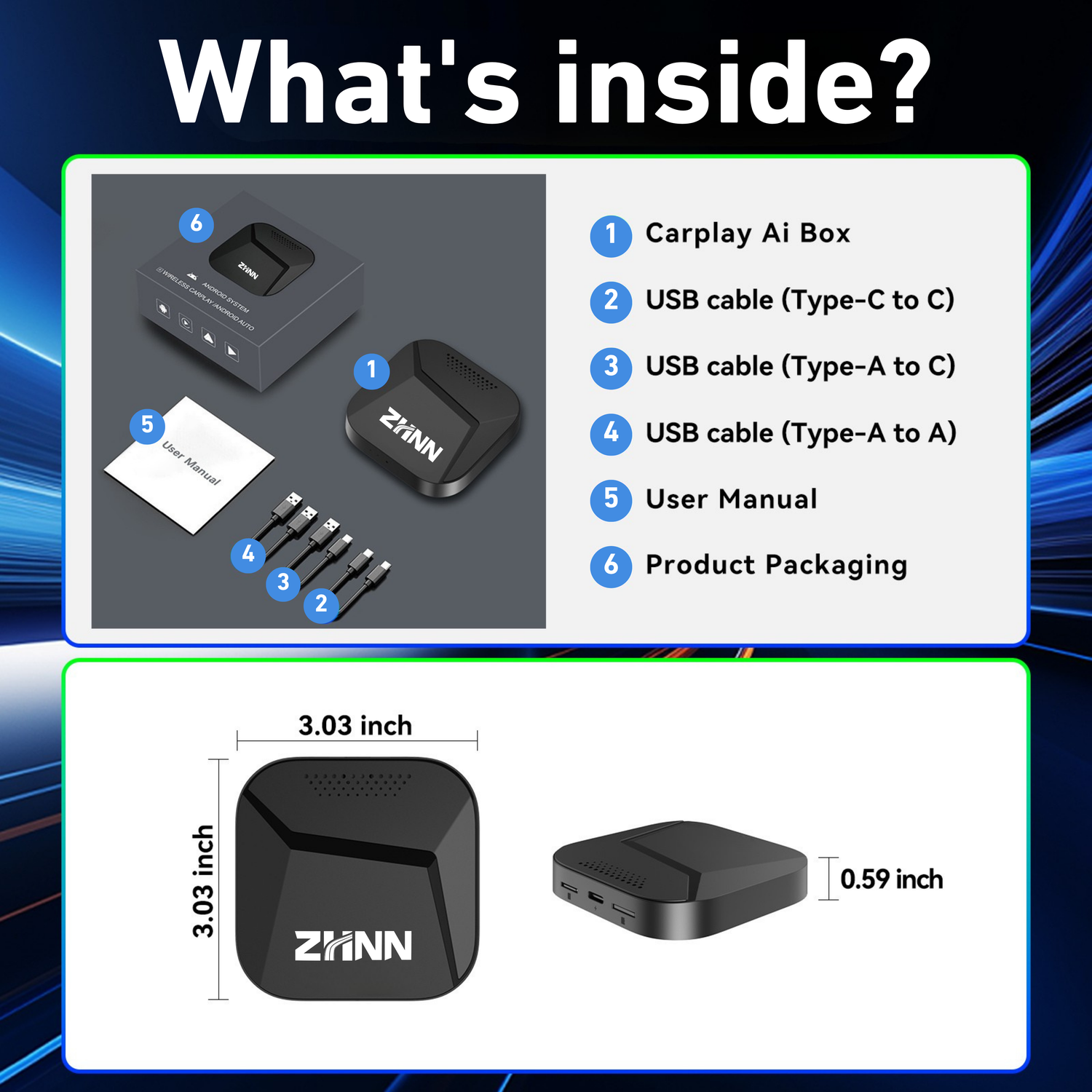 ZHNN B2 Carplay AI Box Carplay AI Box Support SIM &TF Card for OEM Wired Carplay/Android Auto