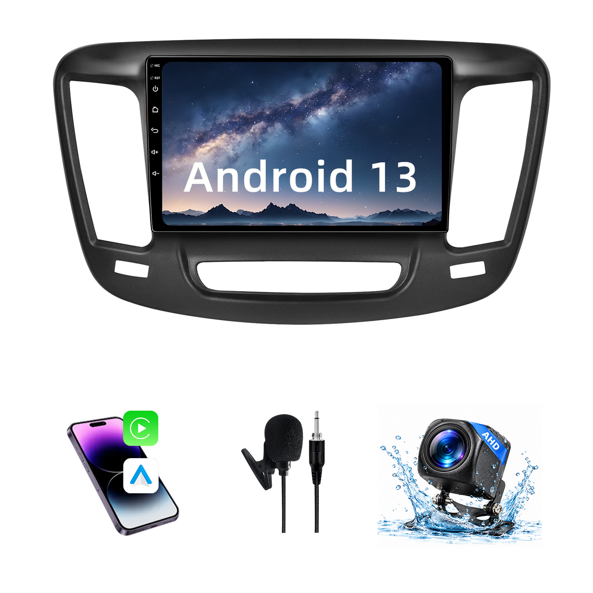 Android 13 Car Radio for Chrysler 200 200C 200S 2015-2019, Wireless Apple CarPlay & Android Auto, GPS Navigation, WiFi Connectivity, Includes 1080P Rear View Backup Camera