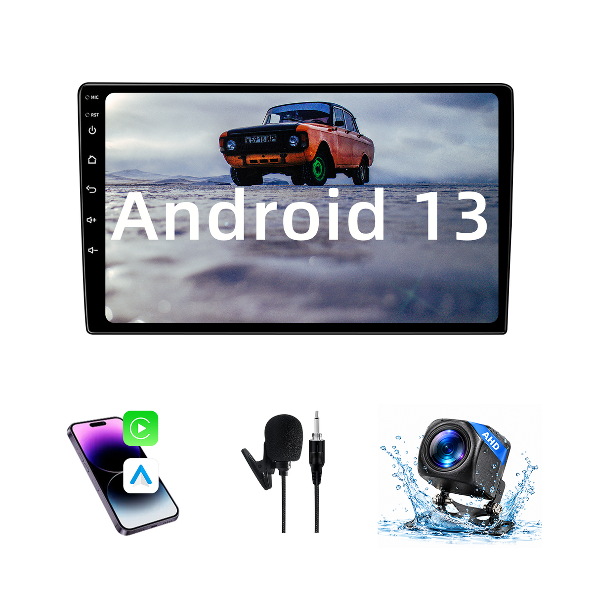 10 inch Android 13 Car Stereo for Ford F150 2004-2008/Ford Expedition 2007-2014/Ford Edge 2007-2010, Built-in Wireless CarPlay & Android Auto, GPS Navigation, 5G WiFi, Steering Wheel Control, AHD Rear View Camera