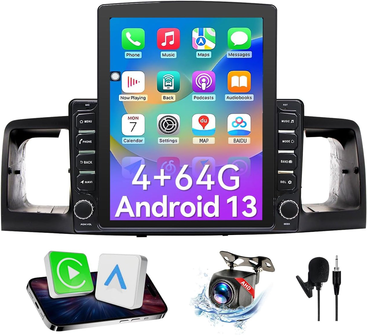 9.7 Inch Car Radio Compatible with Toyota Corolla 2005-2012 with Wireless Carplay/Android Auto, with GPS Navigation/FM Radio/SWC/Backup Camera