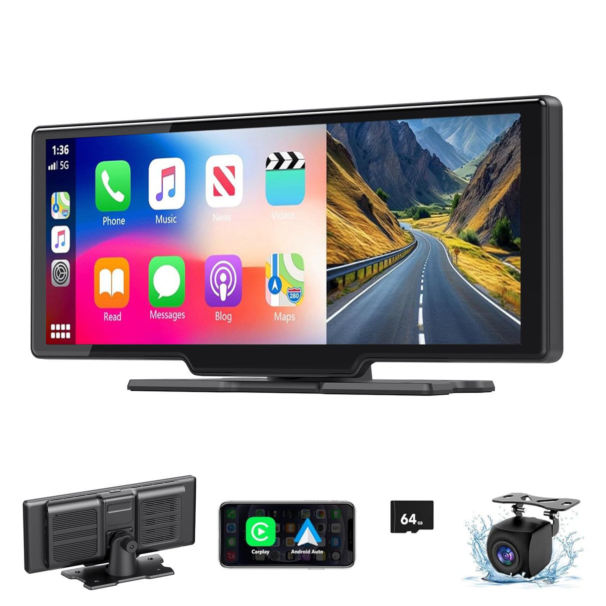 Wireless Car Stereo Compatible with Apple CarPlay and Android Auto, 8.1" HD Portable Bluetooth CarPlay Touch Screen for Car, with Backup Camera Car Play for All Cars