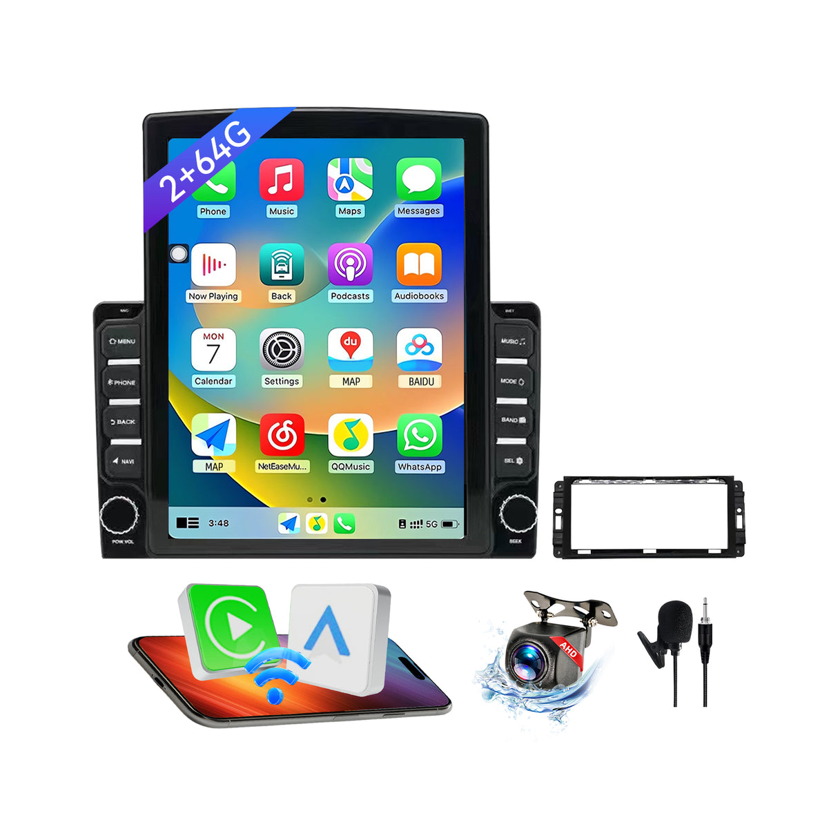 ZHNN 9.7 Inch Android 13 Car Radio Compatible with Dodge RAM 1500 2500 3500 2009-2012/ Jeep Wrangler JK 2007-2018, 2+64G Car Stereo with Wireless CarPlay Android Auto/WiFi/GPS/Backup Camera