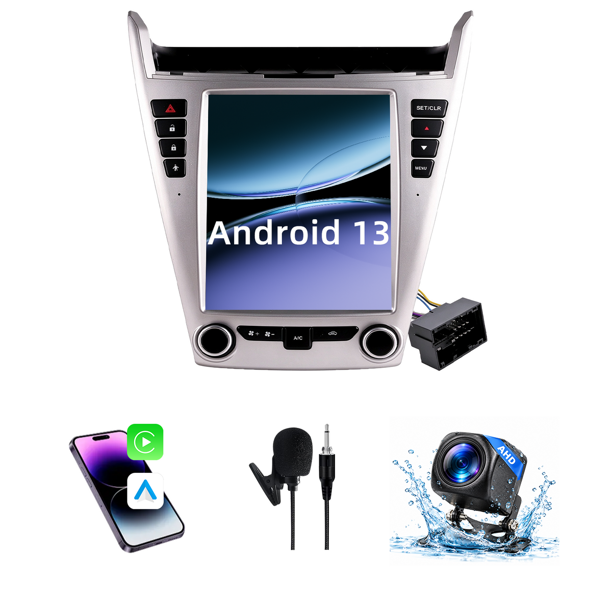 Tesla-Style Vertical QLED Octa-Core Car Stereo Upgrade for Chevrolet Equinox 1LT 2LT LTZ 2010 2011 2012 2013 2014 2015, IPS HD Touchscreen, Built-in Wireless CarPlay & Android Auto