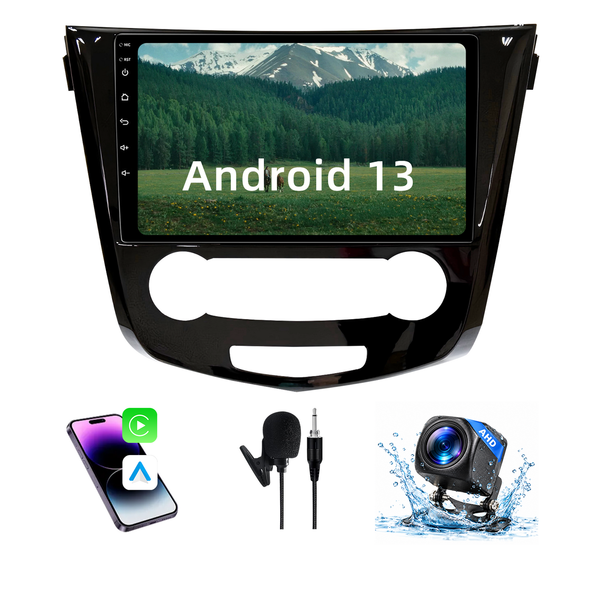 Android 13 Car Radio for 2014-2018 Nissan X-Trail, Qashqai, Rogue, Built-in Wireless Apple CarPlay & Android Auto