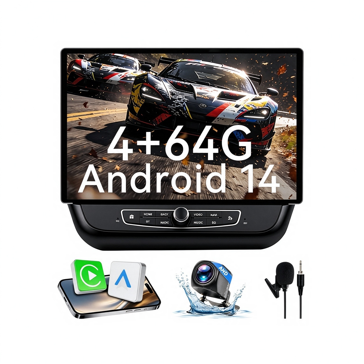 Chevrolet Camaro 2016-2019, 4GB+64GB Touchscreen Car Stereo, Wireless CarPlay & Android Auto, GPS Navigation, Bluetooth, FM Radio, Multimedia Player with AHD Backup Camera
