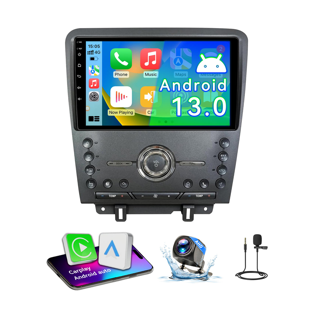 Android 13 Car Stereo Radio Compatible with Ford Mustang 2010 2011 2012 2013 2014,10 Inch Touchscreen Support Wireless CarPlay Android Auto/GPS/WiFi/Bluetooth/Mirror Link/Backup Camera