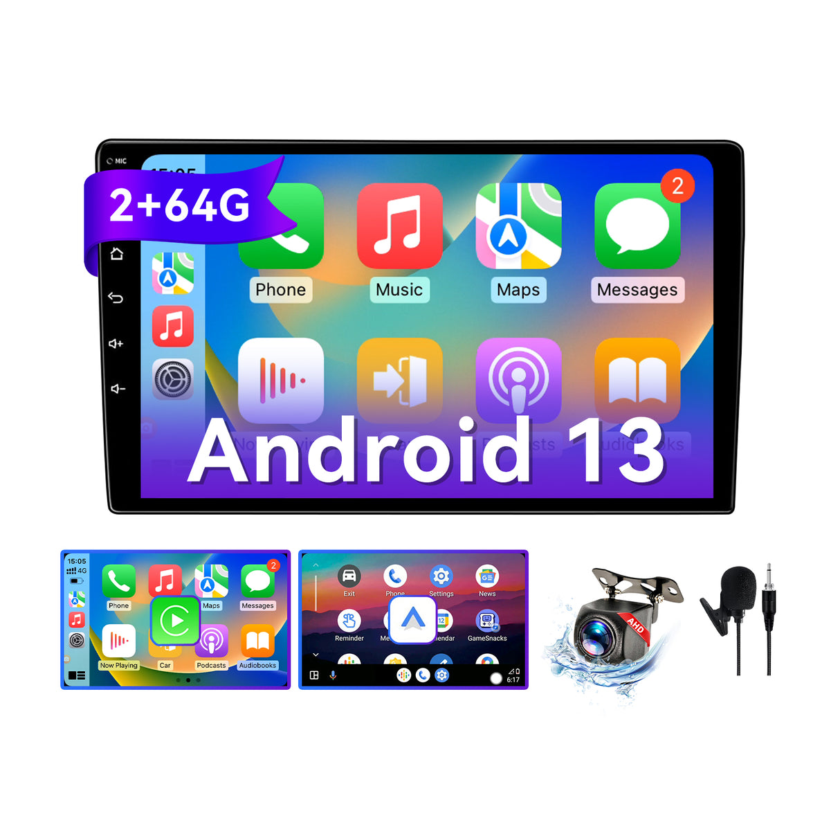 ZHNN Android 13 9 Inch Car Radio Compatible with Dodge Ram 1500/2500/3500 2006-2008, Compatible with Chrysler 300/300C/Jeep Grand Cherokee 2005-2007, Wireless CarPlay/Android Auto, GPS, Backup Camera