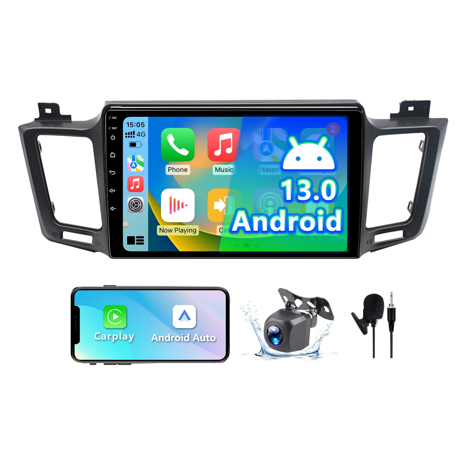 Car Stereo Radio Compatible with Toyota RAV4 2013 2014 2015 2016 2017 2018,Android 13 Head Unit,10 Inch IPS Touch Screen/WiFi/Bluetooth/Wireless Carplay Android Auto/GPS/Mirror Link/AHD Rear Camera