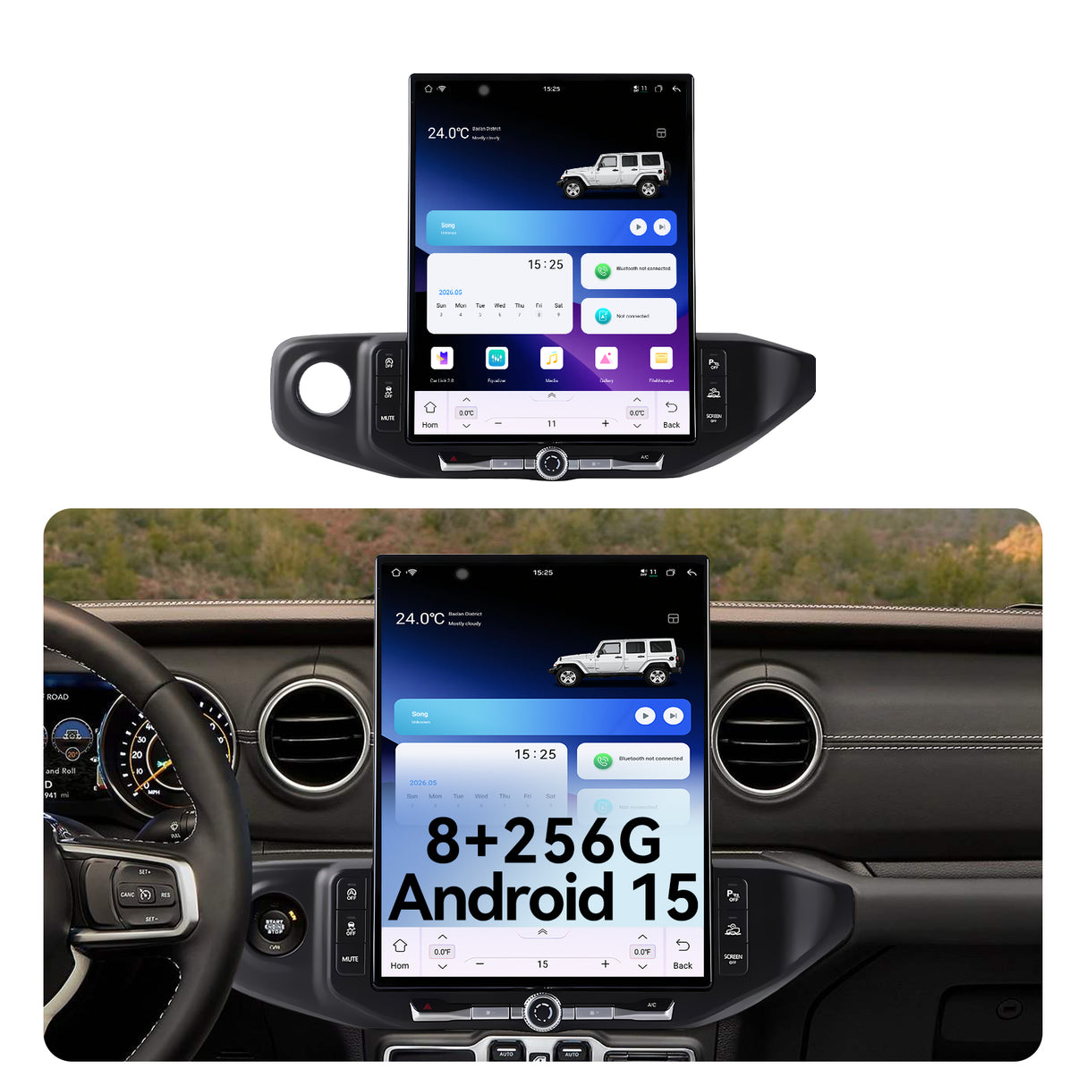 16.2 Inch Android 15 Car Radio for Jeep Wrangler JL 2018-2022 Gladiator JT 2019-2022, Upgrade Head Unit 2K IPS Touch Screen Carplay Android Auto, GPS Navigation,8G+256G, 8Core