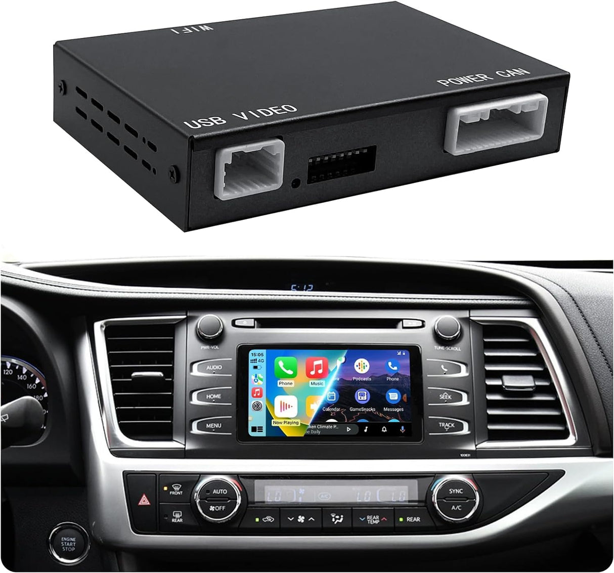 Wireless CarPlay/Android Auto Adapter for 2014-2019 Toyota with Entune2.0 & Touch2 Retrofit Kit Decoder