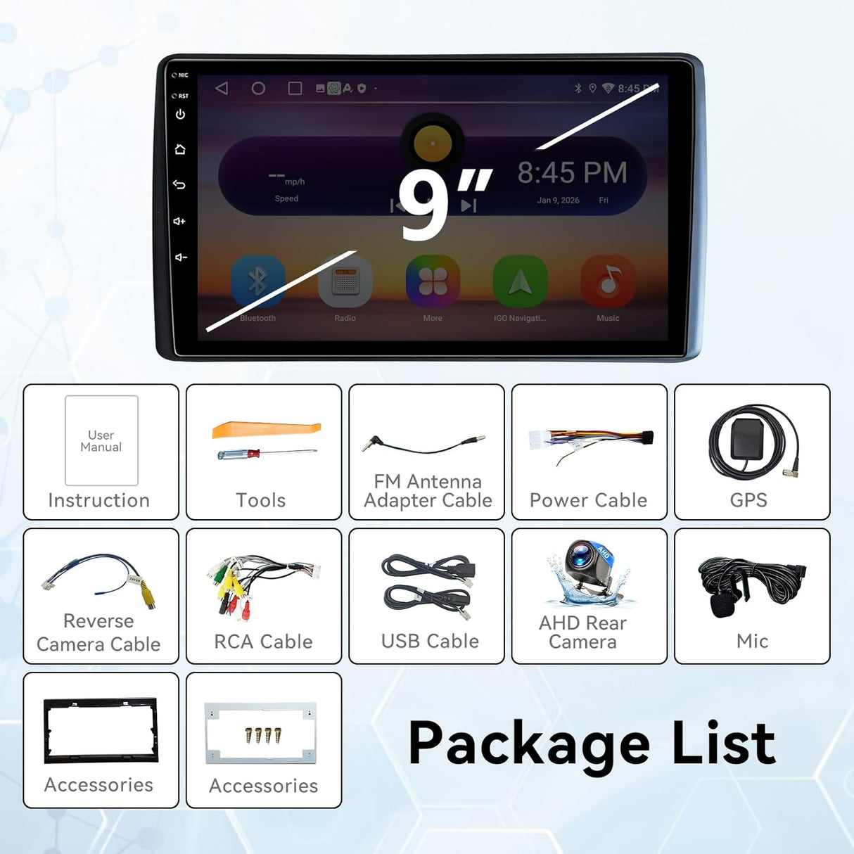 Android 14 Car Stereo Radio Compatible with Ford F150 1997-2003 Expedition 1997-2002 Wireless CarPlay & Android Auto AHD Backup Camera Upgrade 9" Touch Screen GPS WiFi FM Bluetooth 2+64G
