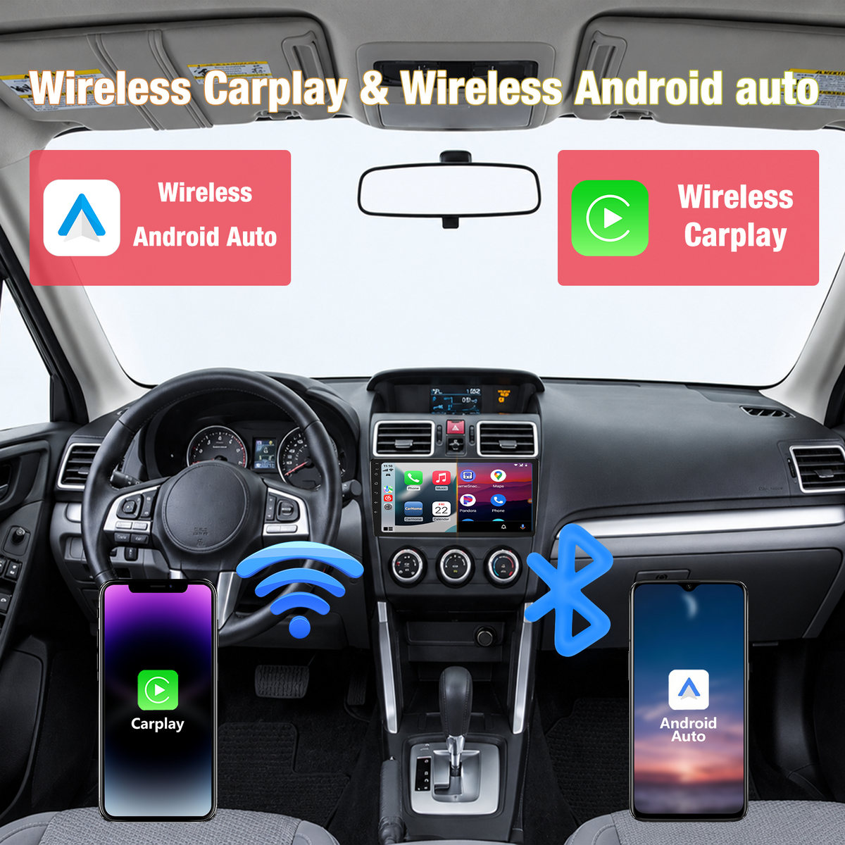 9 Inch Android 13 Car Radio Head Unit for Subaru Forester/Impreza/WRX/Crosstrek 2013-2015, Wireless CarPlay & Android Auto, GPS Navigation, Bluetooth 5.0, SWC, DSP Sound, AHD Rear View Camera