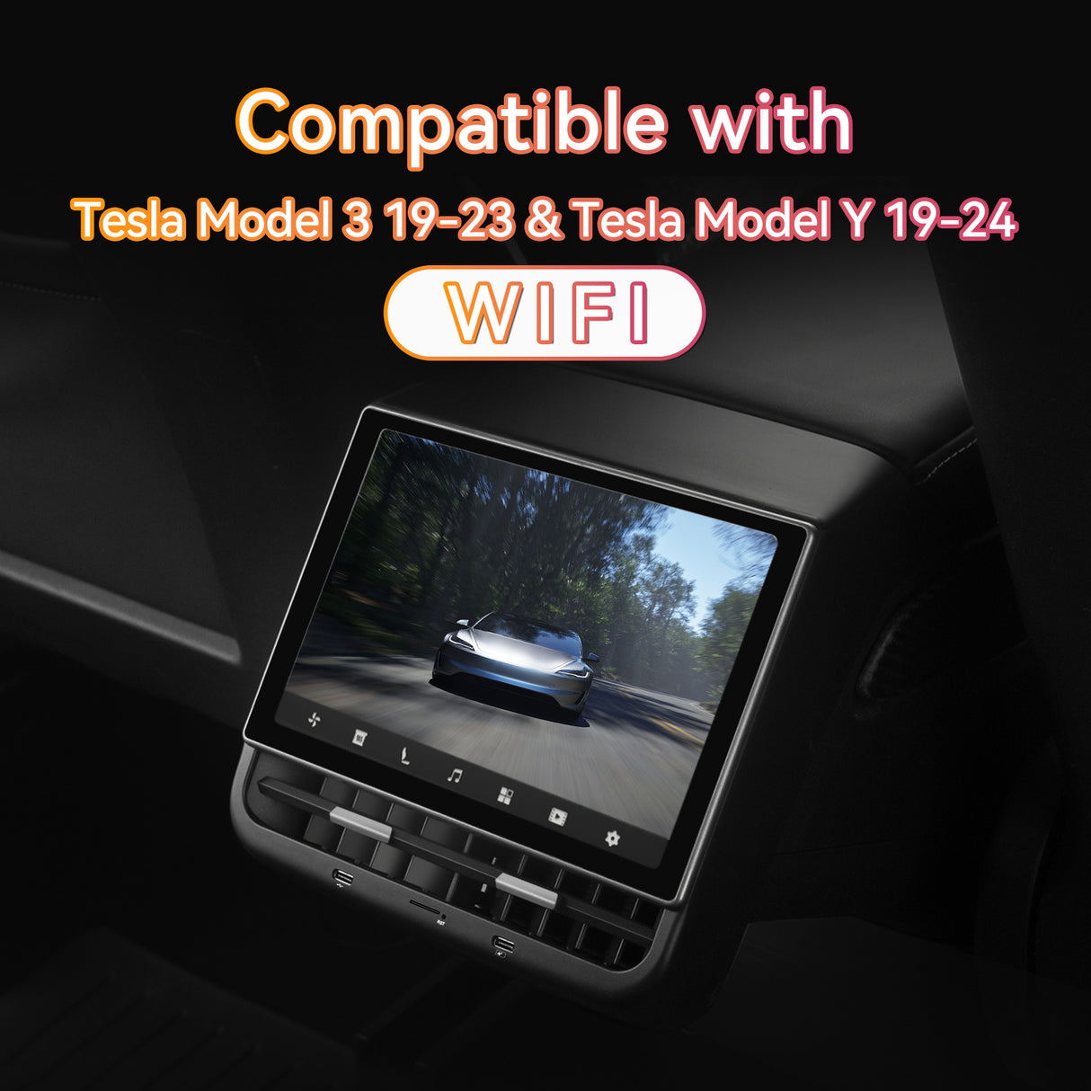 ZHNN 8.66 Inch Rear Display Screen Compatible with Tesla Model 3 17-23&Y19-24, 5G.Android 13 Supports HD Movie Watching, 4+64G,8-core, Supports seat Adjustment and Rear air Conditioning