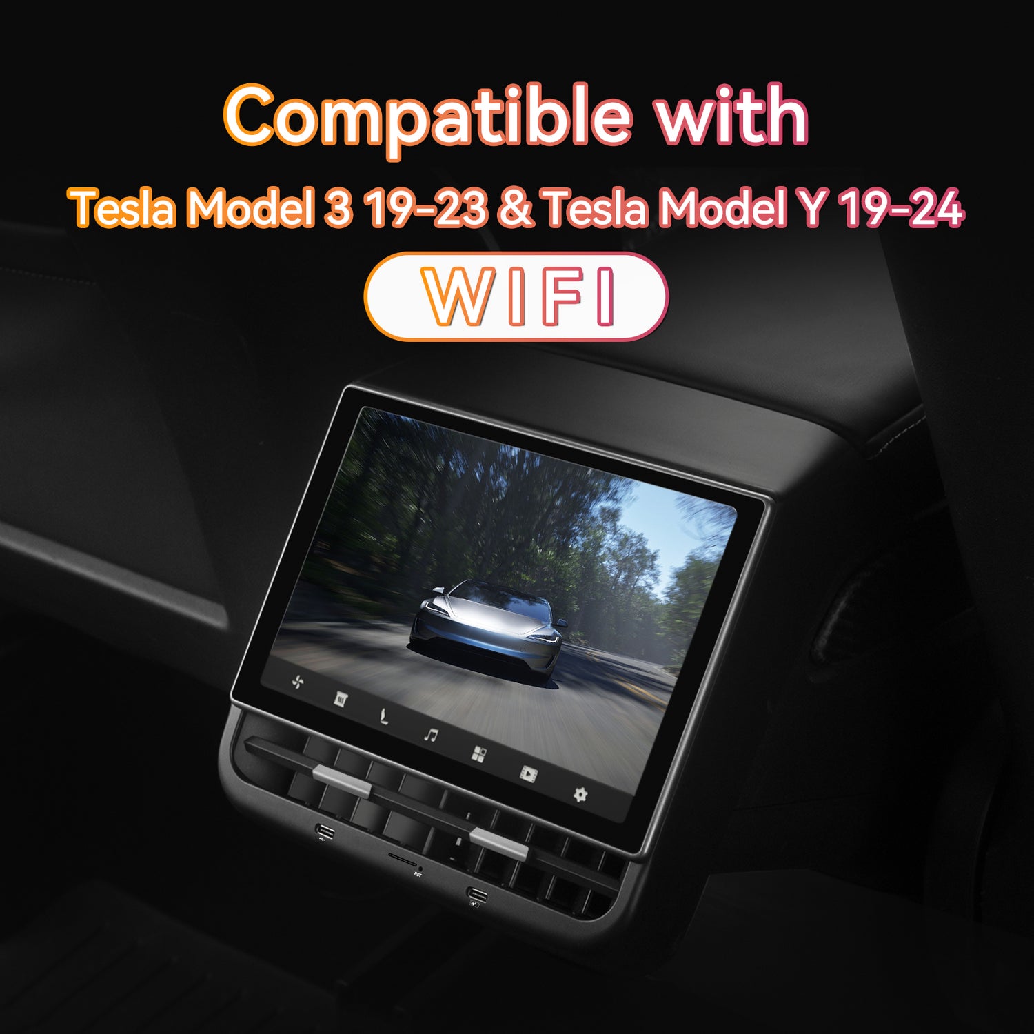 ZHNN 8.66 Inch Rear Display Screen Compatible with Tesla Model 3 17-23&Y19-24, 5G.Android 13 Supports HD Movie Watching, 4+64G,8-core, Supports seat Adjustment and Rear air Conditioning