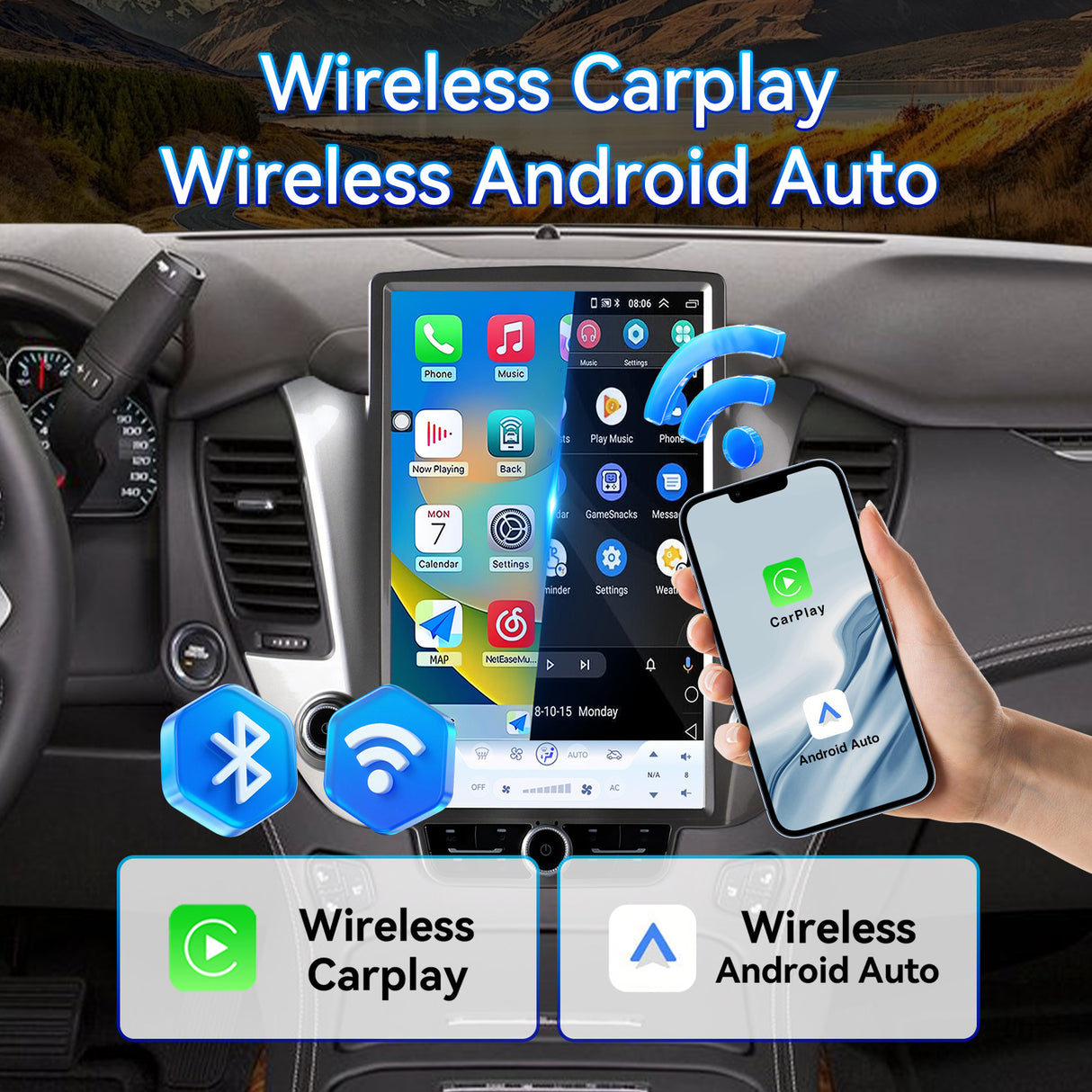 Android 13 Car Radio Stereo Compatible with Chevrolet Suburban Tahoe GMC Yukon 2014-2020 (OEM 8 Inches) 14.5" 2K IPS Touch Screen 8 Core 8G+128G Wireless CarPlay & Android Auto GPS 4G/WiFi