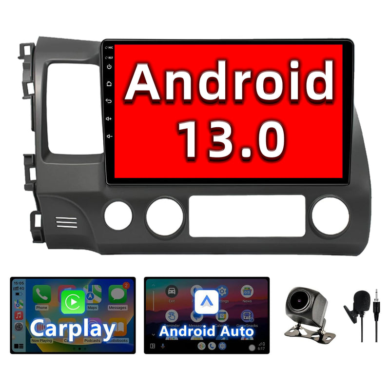 Car Radio Compatible with Honda Civic 2006 2007 2008 2009 2010 2011,Car Stereo Android 13 Touch Screen Wireless CarPlay&Android Auto