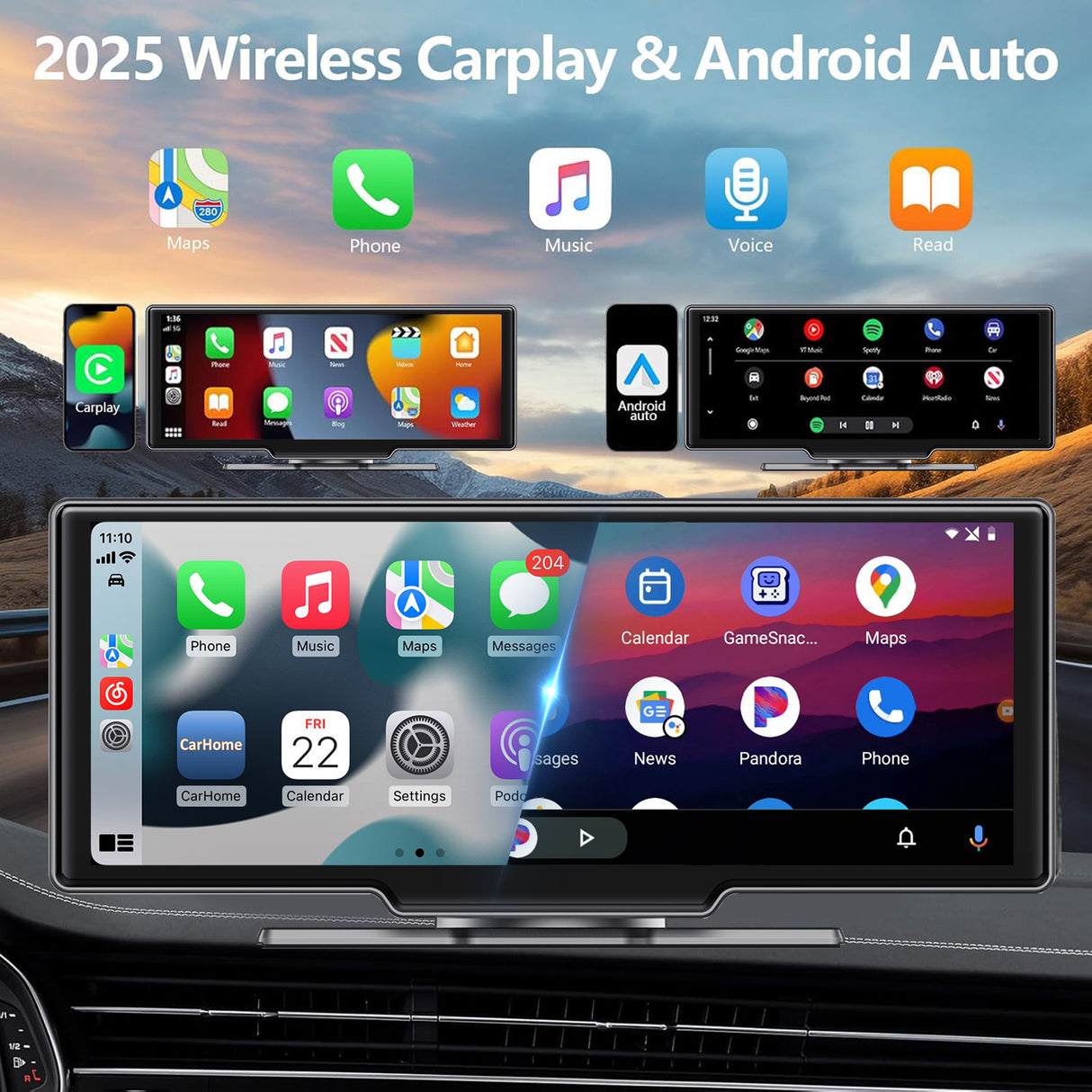Wireless Car Stereo Compatible with Apple CarPlay and Android Auto, 8.1" HD Portable Bluetooth CarPlay Touch Screen for Car, with Backup Camera Car Play for All Cars
