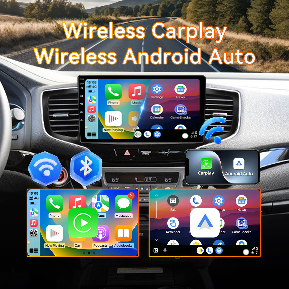 Car Stereo for Honda Pilot 2016-2019 Radio Update 10" Touchscreen Head Unit Carplay & Android Auto 4-Core 2GB+64GB for Wireless CarPlay&Android Auto, GPS Navigation, FM Radio, WiFi, Bluetooth, Reverse Camera, SWC, Wireless Sync, Engineer Help