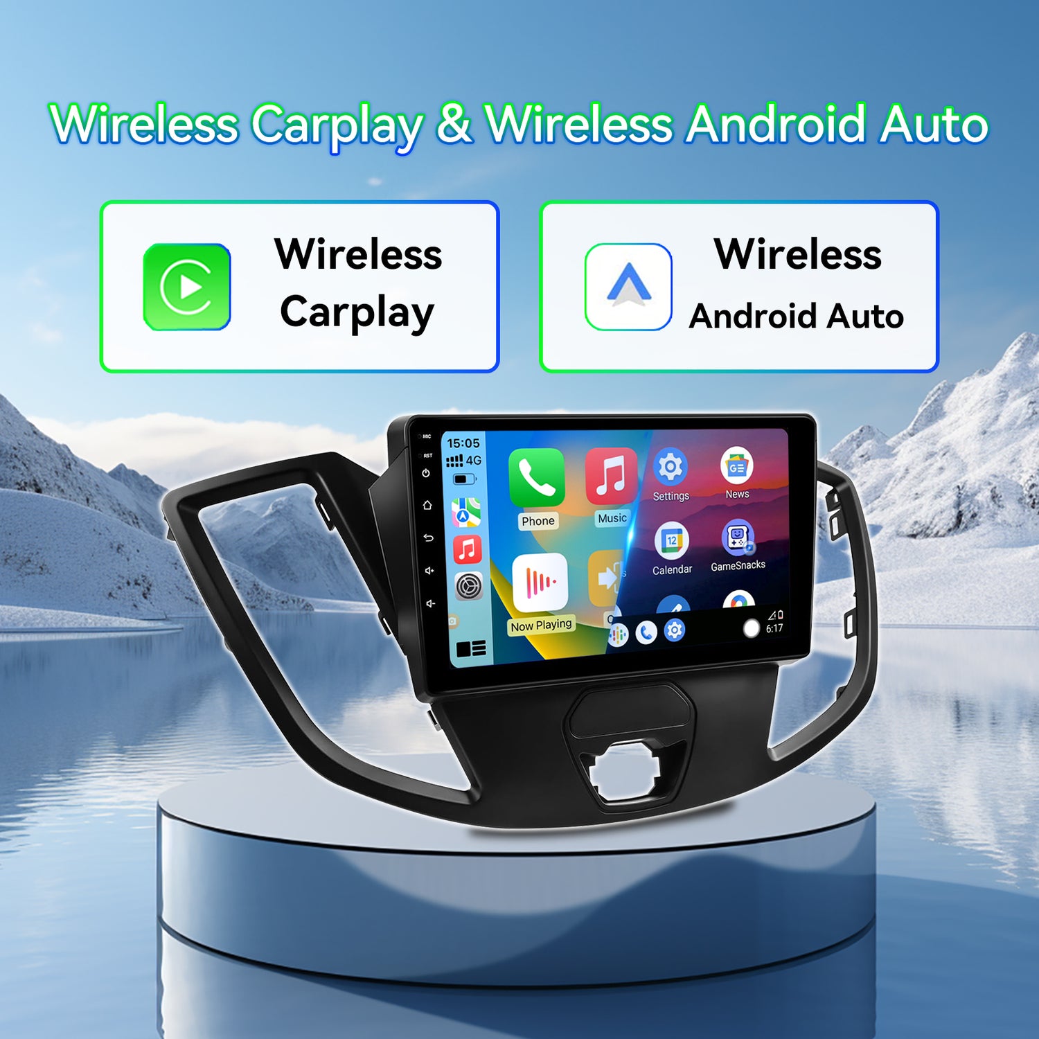 ZHNN Android 13 Car Stereo Radio Compatible with Ford Transit 2013-2019,9" Touchscreen Support Bluetooth/Wireless CarPlay Andriod Auto/GPS/WiFi/Mirror Link/Backup Camera