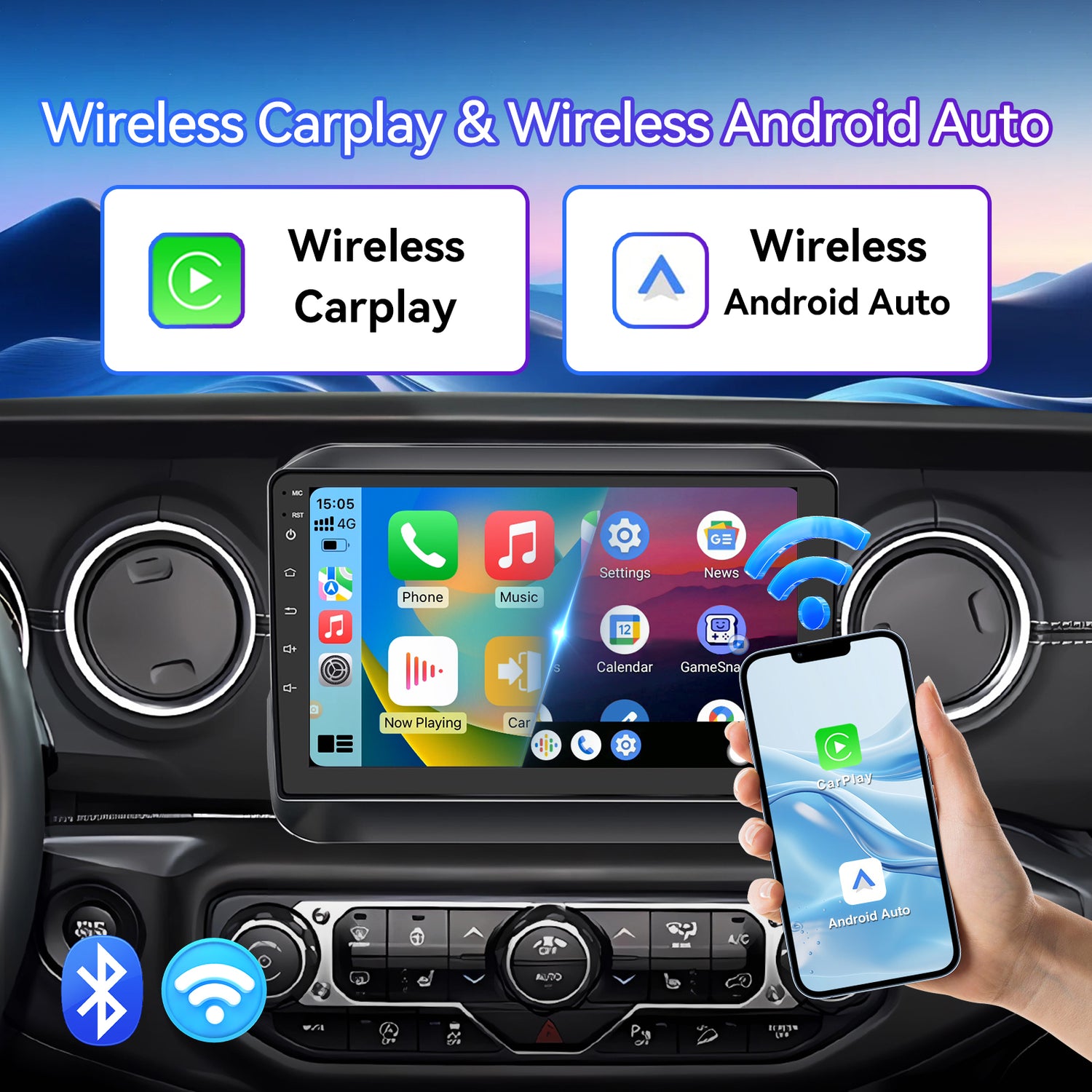 Android 13 Car Radio Stereo Compatible with Jeep Wrangler JL 2018-2021/Gladiator JT 2020 2021, 9 Inch Car Radio with CarPlay &Android Auto GPS Navigation SWC Backup Camera (2G+64G)