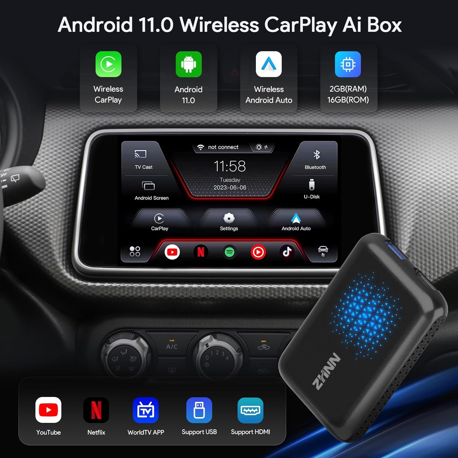 ZHNN Car Box A1 for OEM Wired CarPlay Car Radio