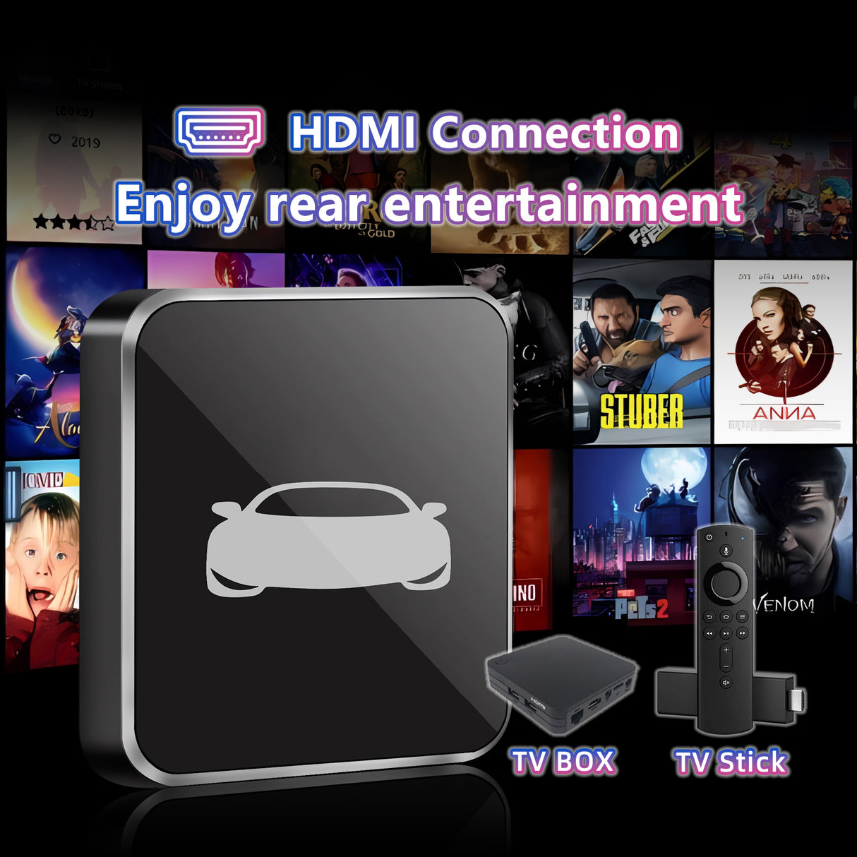 ZHNN Wireless Carplay Adapter & Wireless Android Auto Adapter for Car with Factory Wired CarPlay, 3 in 1 Convert Car Screen to TV, Watching Videos Movies on Car Screen from TV Stick