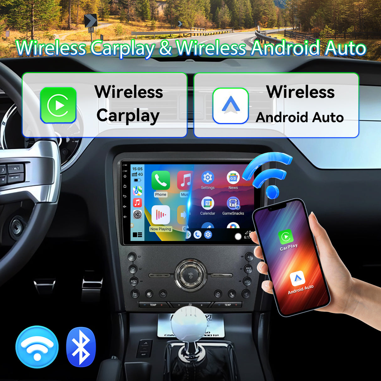 Android 13 Car Stereo Radio Compatible with Ford Mustang 2010 2011 2012 2013 2014,10 Inch Touchscreen Support Wireless CarPlay Android Auto/GPS/WiFi/Bluetooth/Mirror Link/Backup Camera