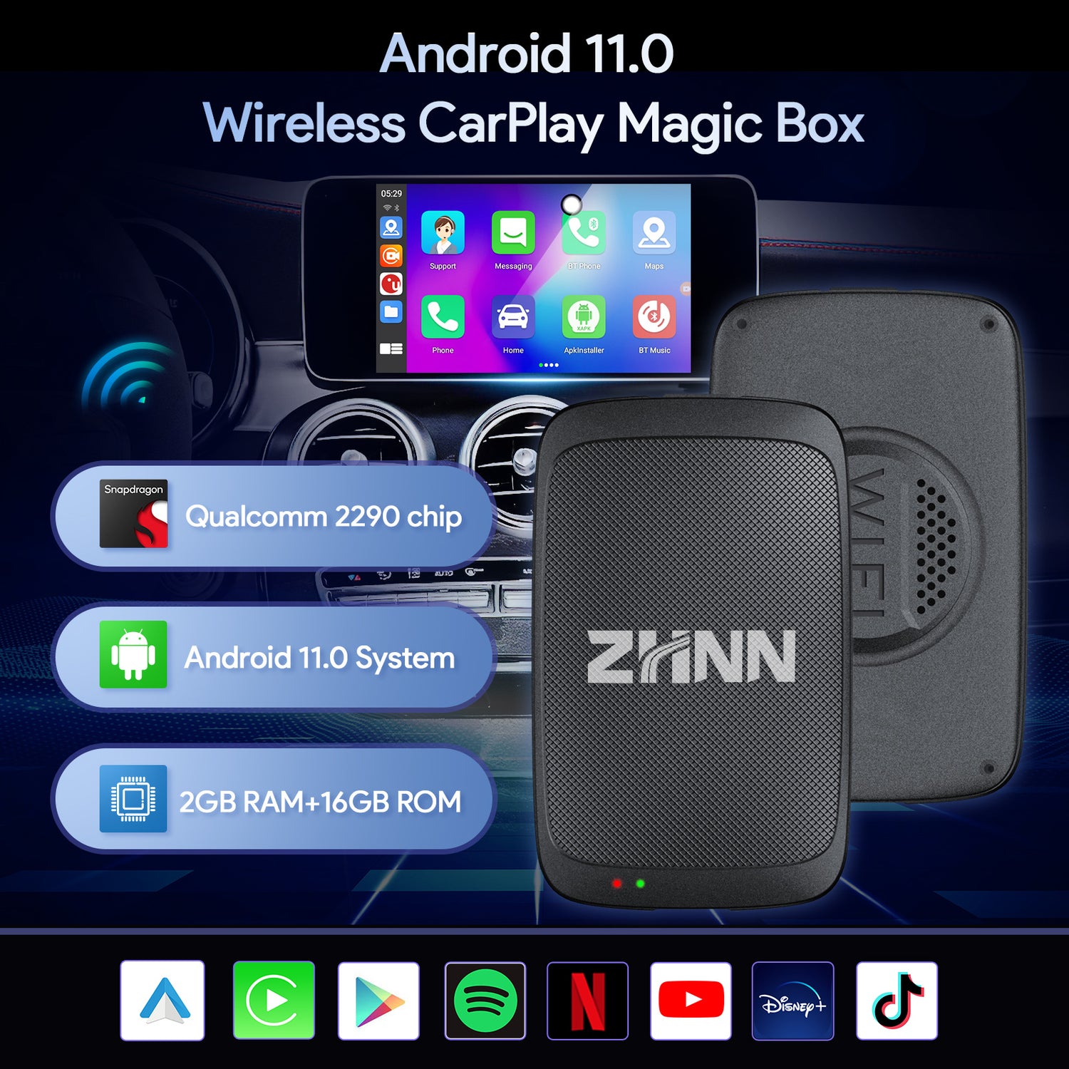 ZHNN Car Box S2 for Car with OEM Wired Carplay & Android Auto Car Radio