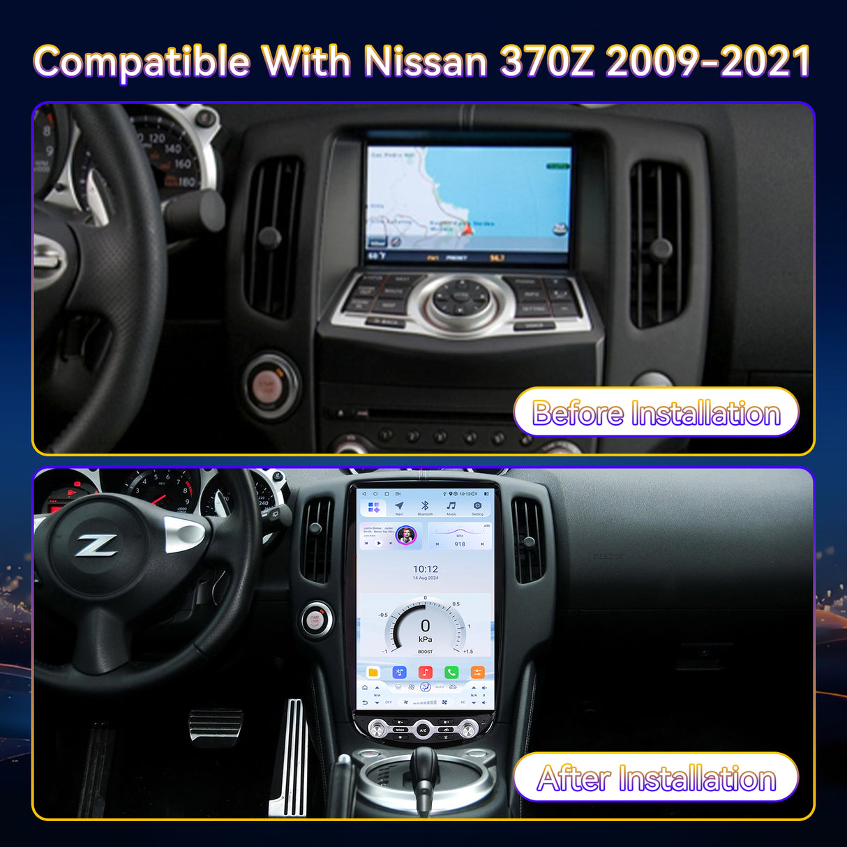 14.5" Android 13 Car Stereo Radio Head Unit Compatible with Nissan 370Z 2009-2021 Carplay&Android Auto T-Style Touch Screen with GPS DSP Bluetooth HDMI Optical AM FM 4G WiFi 8+128G