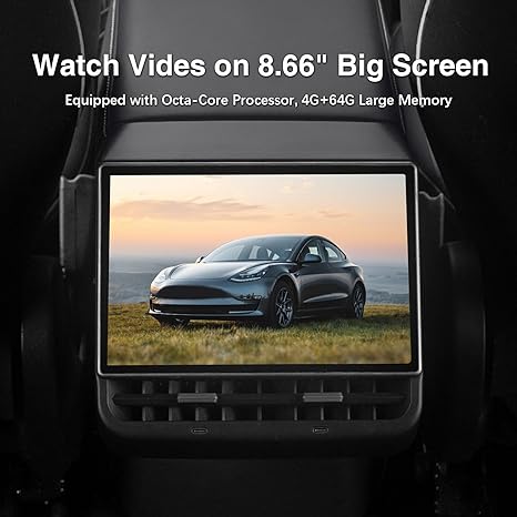 8.66" Rear Screen Compatible with Tesla Model 3 2017-2023 & Model Y 2019-2024