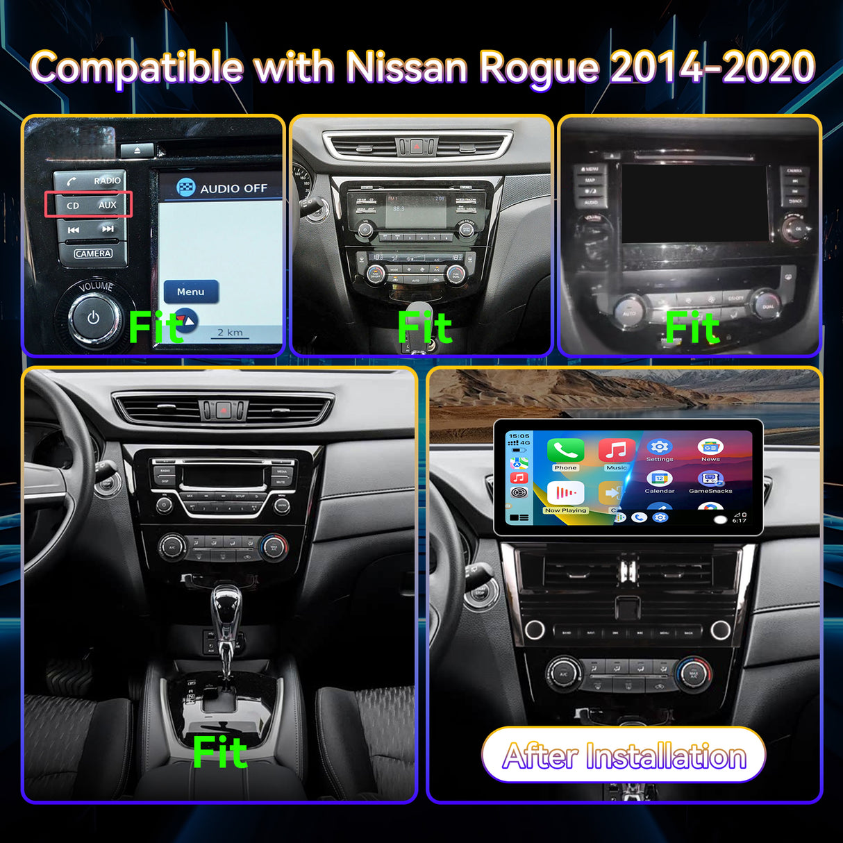 12.3" Android 13 Car Stereo Radio with Android Auto Wireless Carplay Compatible with Nissan Rogue 2014-2020 8core 4+64G Upgrade 2K Touchscreen Bluetooth WiFi GPS DSP AM FM Head Unit