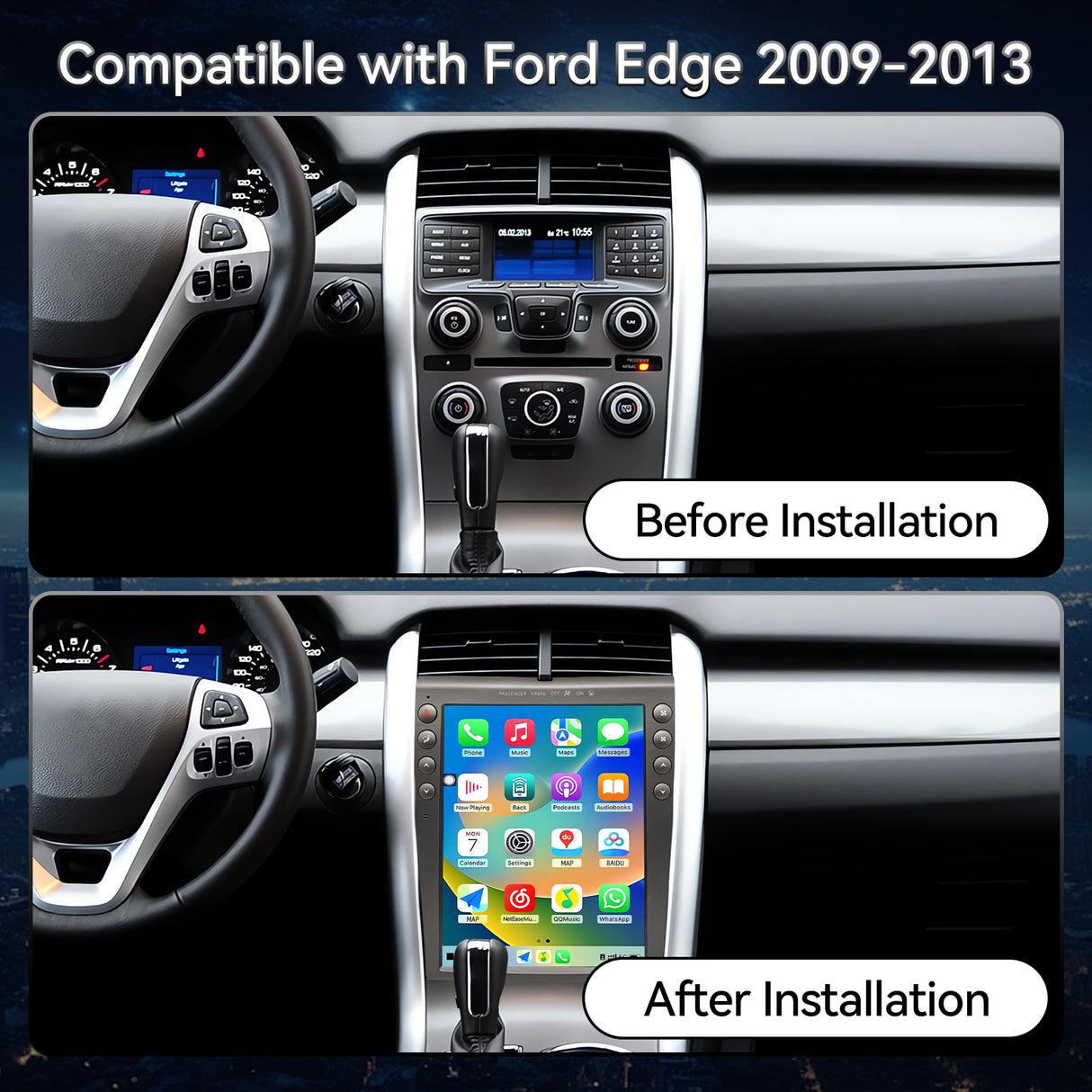 12.1 inch Android 13 Car Radio for Ford Edge 2009-2013, Upgrade Head Unit 1920*1080 Touch Screen Carplay Android Auto, GPS Navigation,4G+64G, 8Core