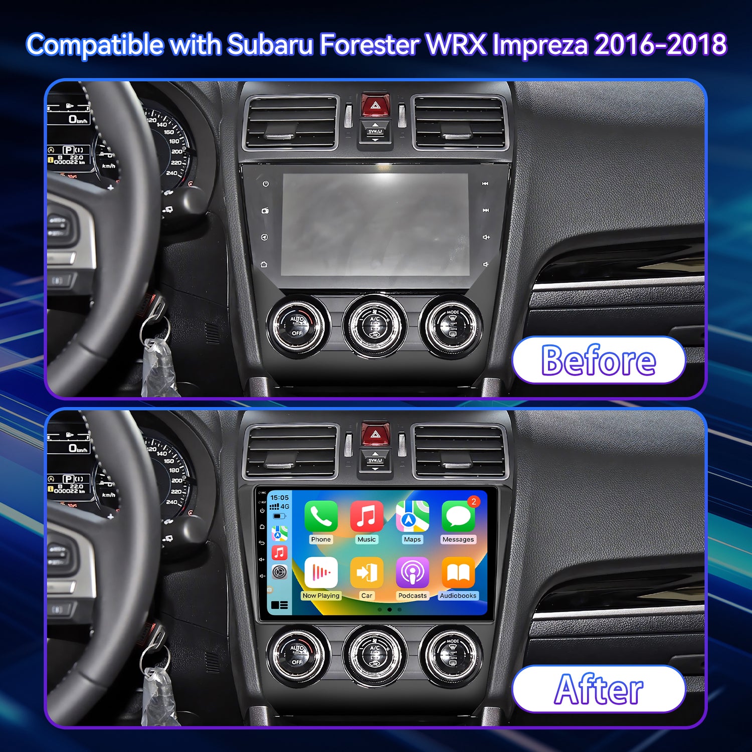 ZHNN Android 13 Car Radio Compatible with Subaru Forester WRX Impreza STi 2016-2018, 9" 2+64G Touch Screen Car Stereo with Wireless CarPlay Android Auto/WiFi/Bluetooth/GPS/Backup Camera
