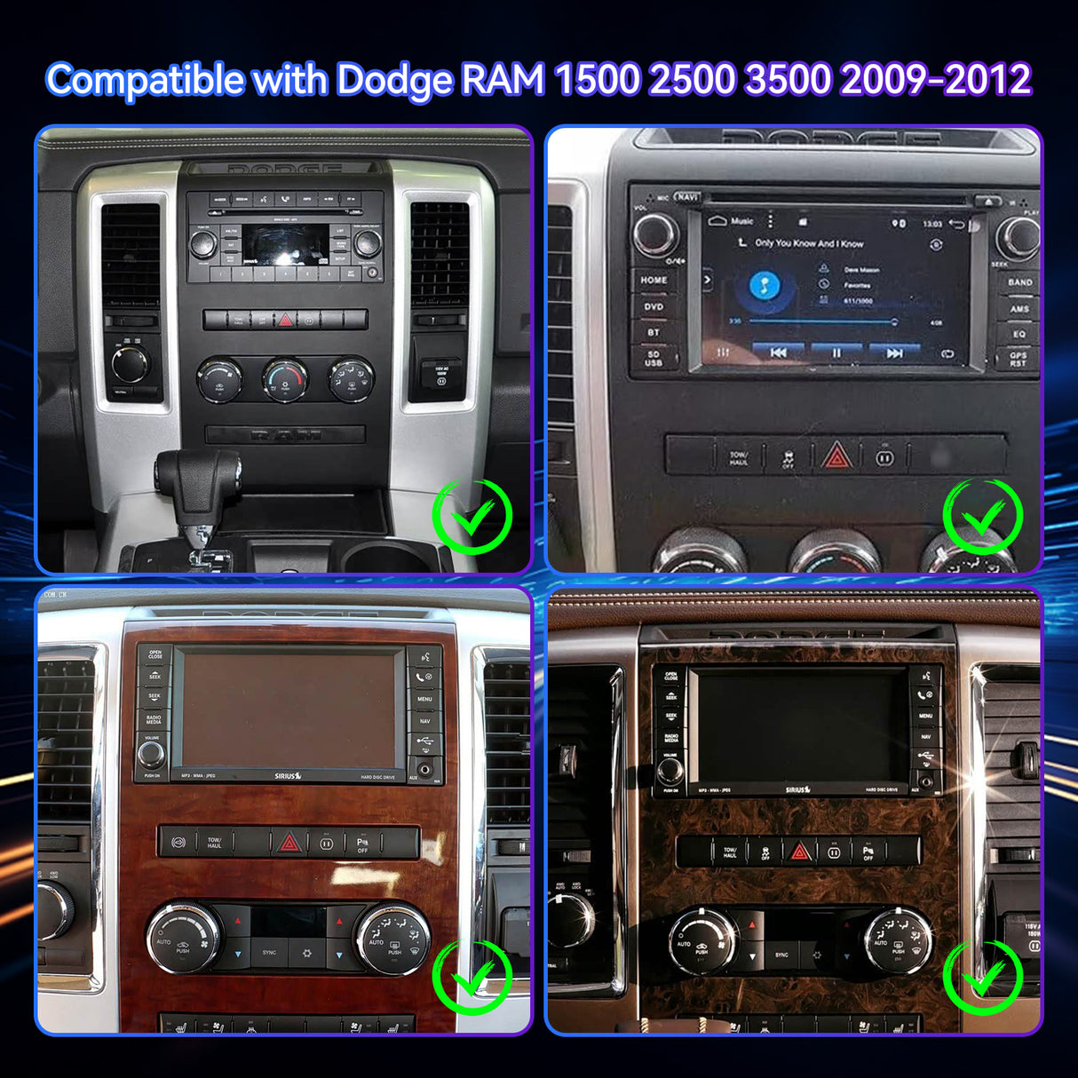 ZHNN 9.7 Inch Android 13 Car Radio Compatible with Dodge RAM 1500 2500 3500 2009-2012/ Jeep Wrangler JK 2007-2018, 2+64G Car Stereo with Wireless CarPlay Android Auto/WiFi/GPS/Backup Camera