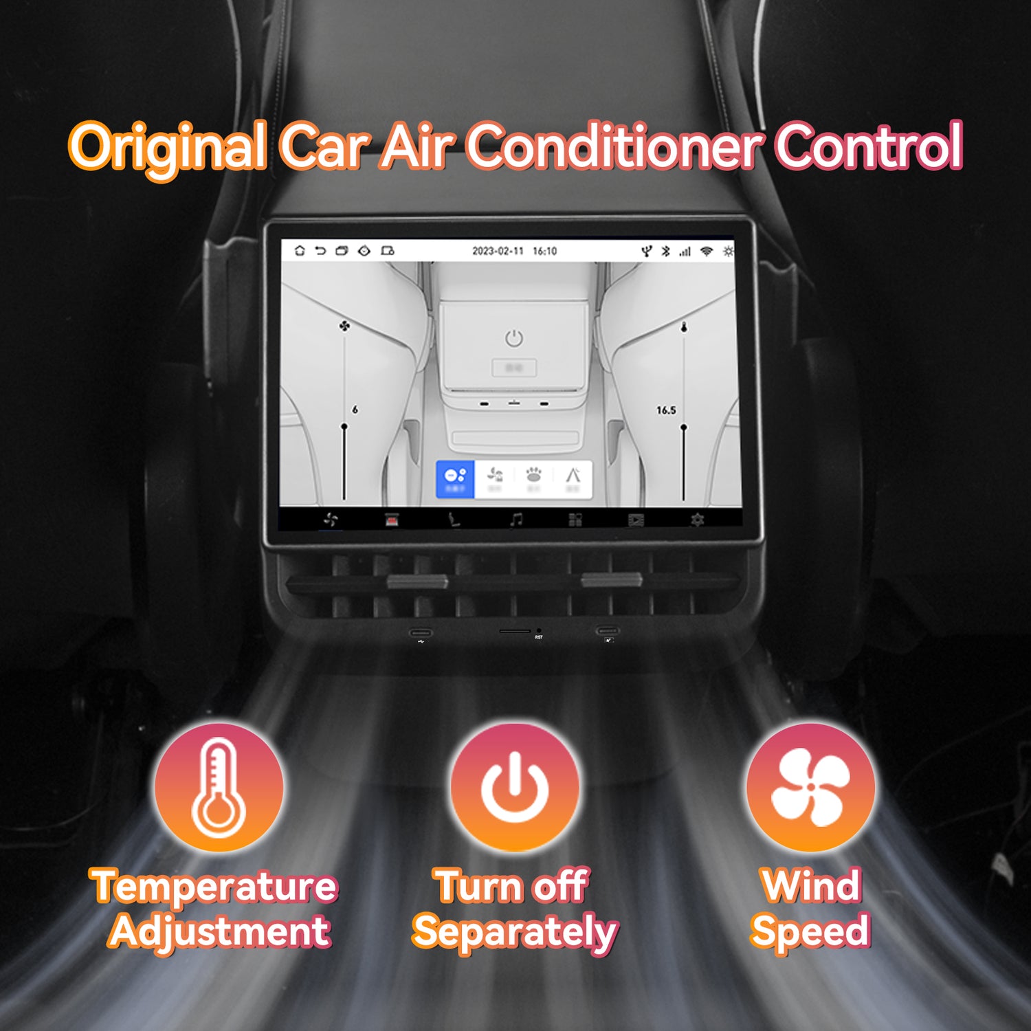 ZHNN 8.66 Inch Rear Display Screen Compatible with Tesla Model 3 17-23&Y19-24, 5G.Android 13 Supports HD Movie Watching, 4+64G,8-core, Supports seat Adjustment and Rear air Conditioning