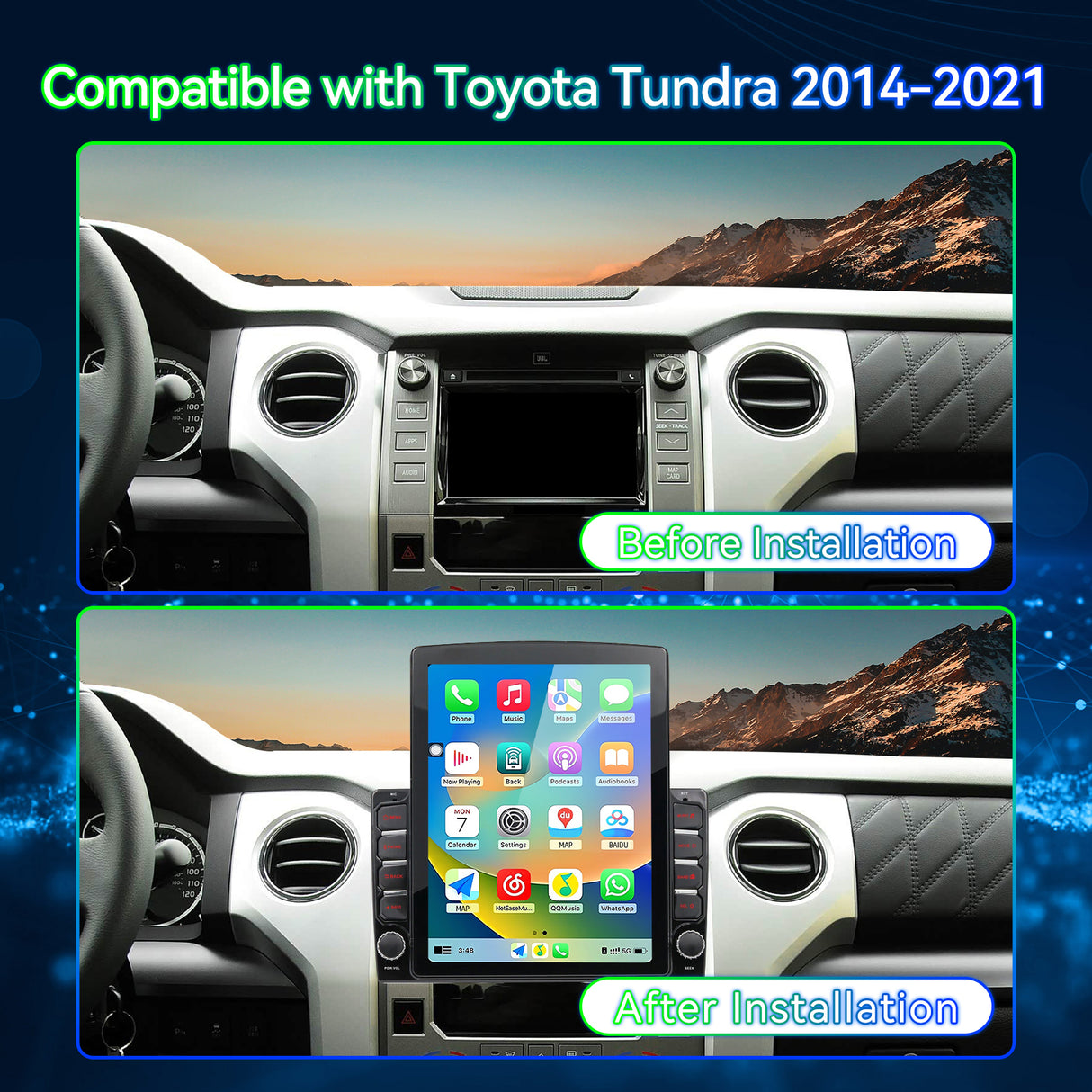 ZHNN Car Stereo Radio Compatible with Toyota Tundra 2014-2021,Android 13 Head Unit,9.7 Inch Touchscreen Support Bluetooth/Wireless CarPlay Android Auto/GPS/WiFi/Mirror Link/Backup Camera