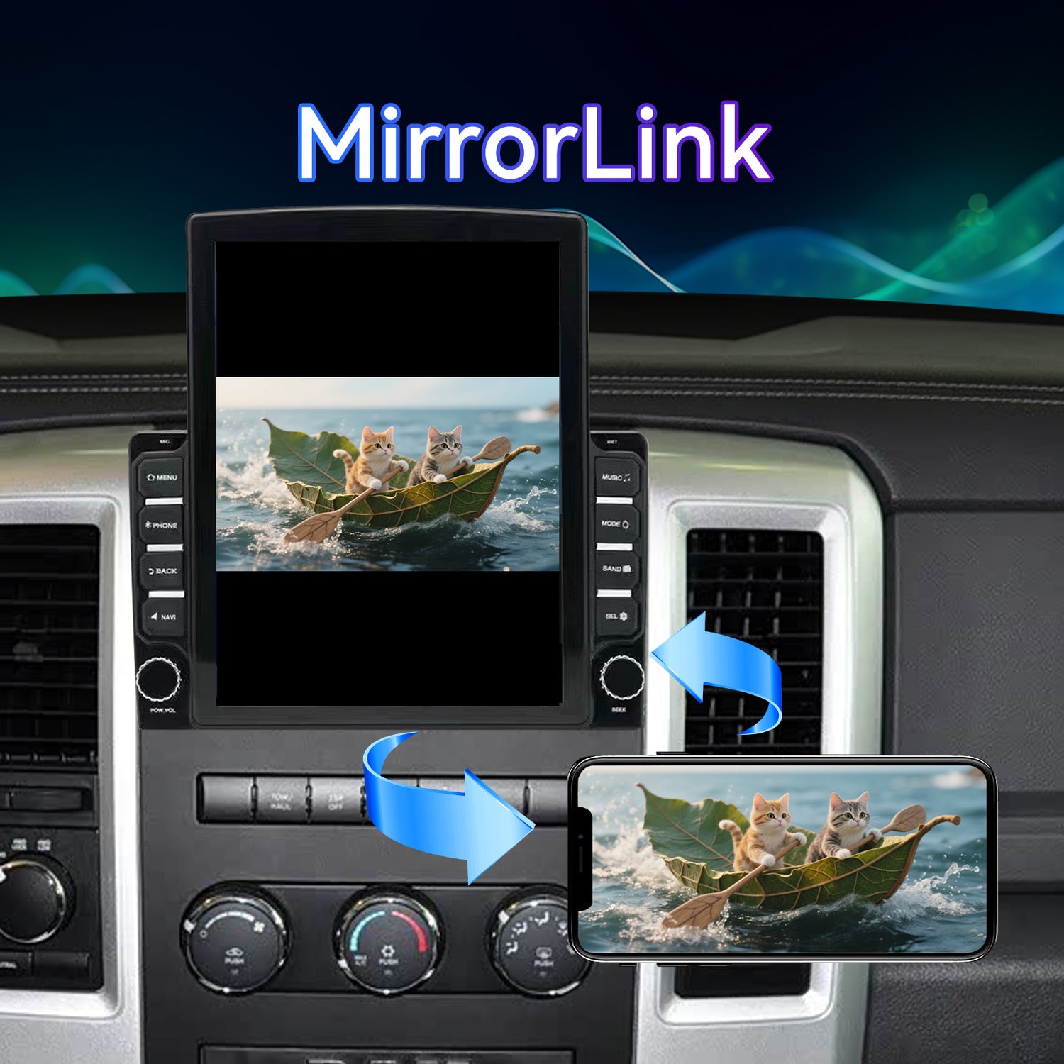 ZHNN 9.7 Inch Android 13 Car Radio Compatible with Dodge RAM 1500 2500 3500 2009-2012/ Jeep Wrangler JK 2007-2018, 2+64G Car Stereo with Wireless CarPlay Android Auto/WiFi/GPS/Backup Camera