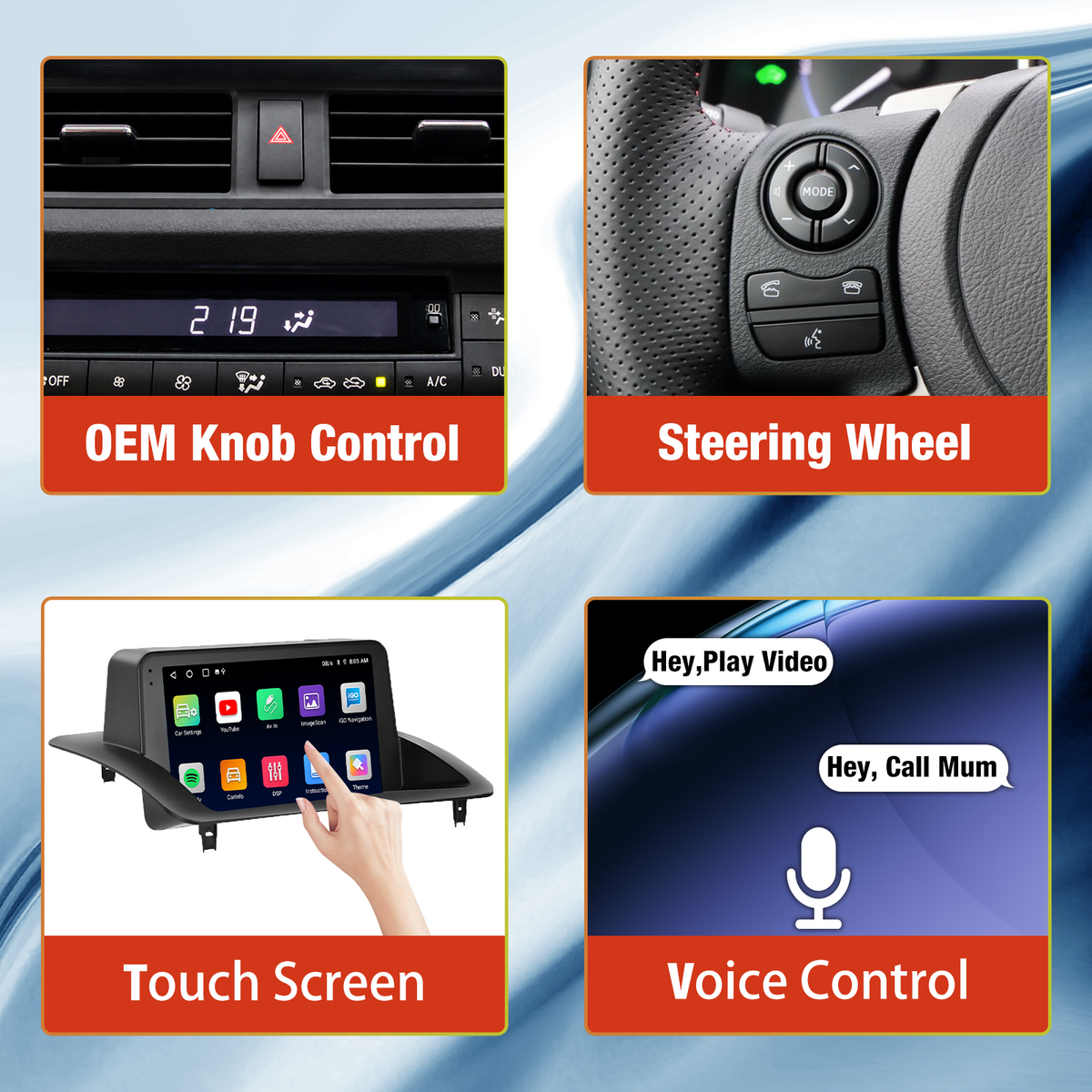 【4GB+64GB】for Lexus CT200 2011-2018 Android 15 Car Stereo with Wireless CarPlay & Android Auto, 9 Inch HD Touchscreen, Bluetooth, FM/RDS Radio, WiFi, GPS Navigation, SWC, AHD Rear View Camera