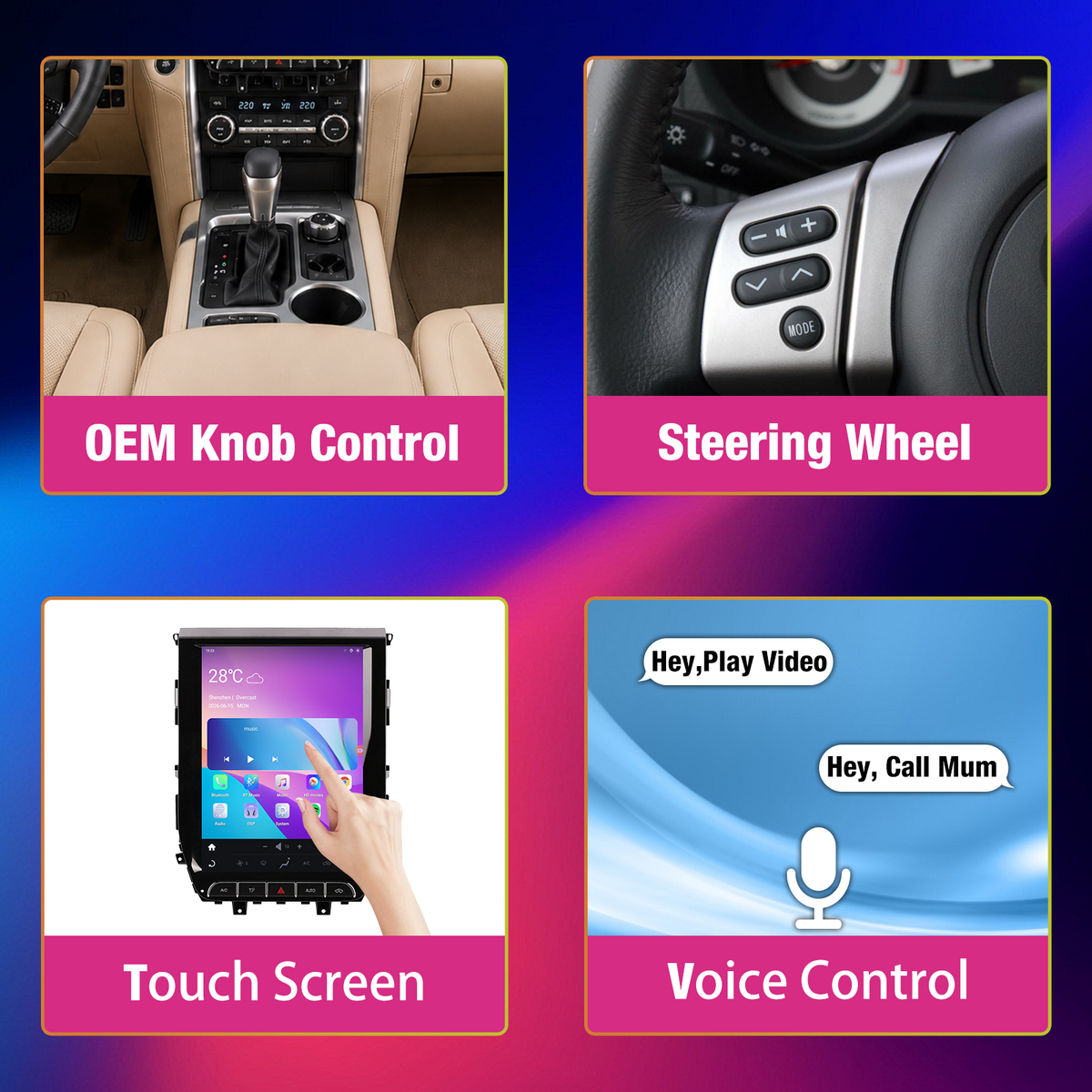 Android Car Stereo for Toyota Land Cruiser 2016-2020, 8-Core 8G+128G Touchscreen Head Unit, Wireless CarPlay & Android Auto, GPS Navigation, Bluetooth Audio, Built-in DSP Multimedia Player