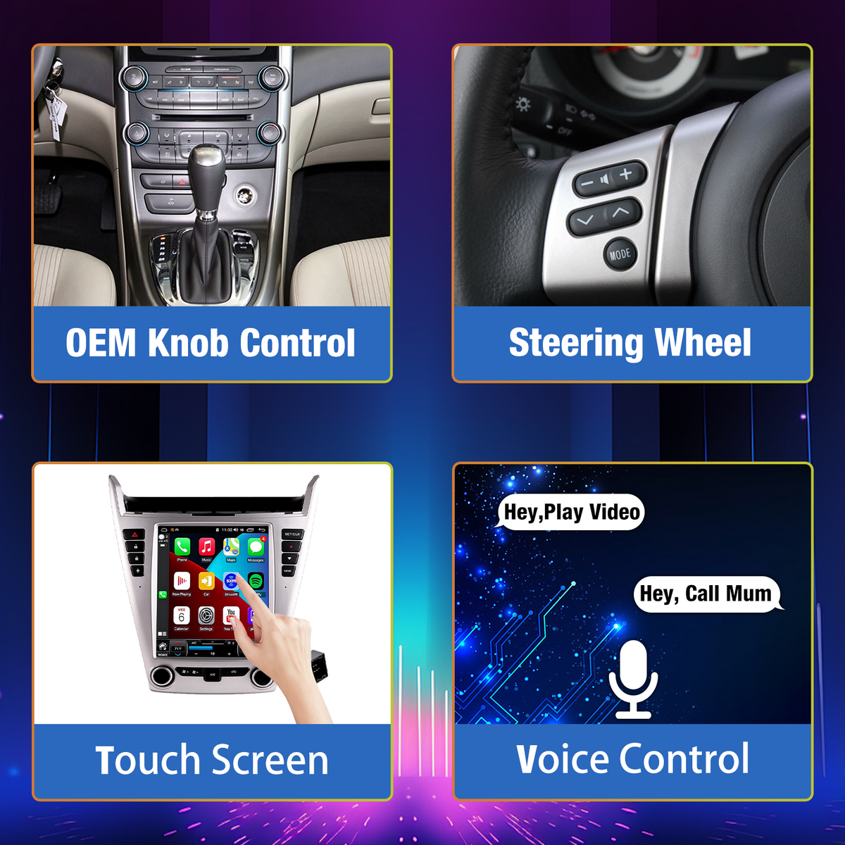 Tesla-Style Vertical QLED Octa-Core Car Stereo Upgrade for Chevrolet Equinox 1LT 2LT LTZ 2010 2011 2012 2013 2014 2015, IPS HD Touchscreen, Built-in Wireless CarPlay & Android Auto
