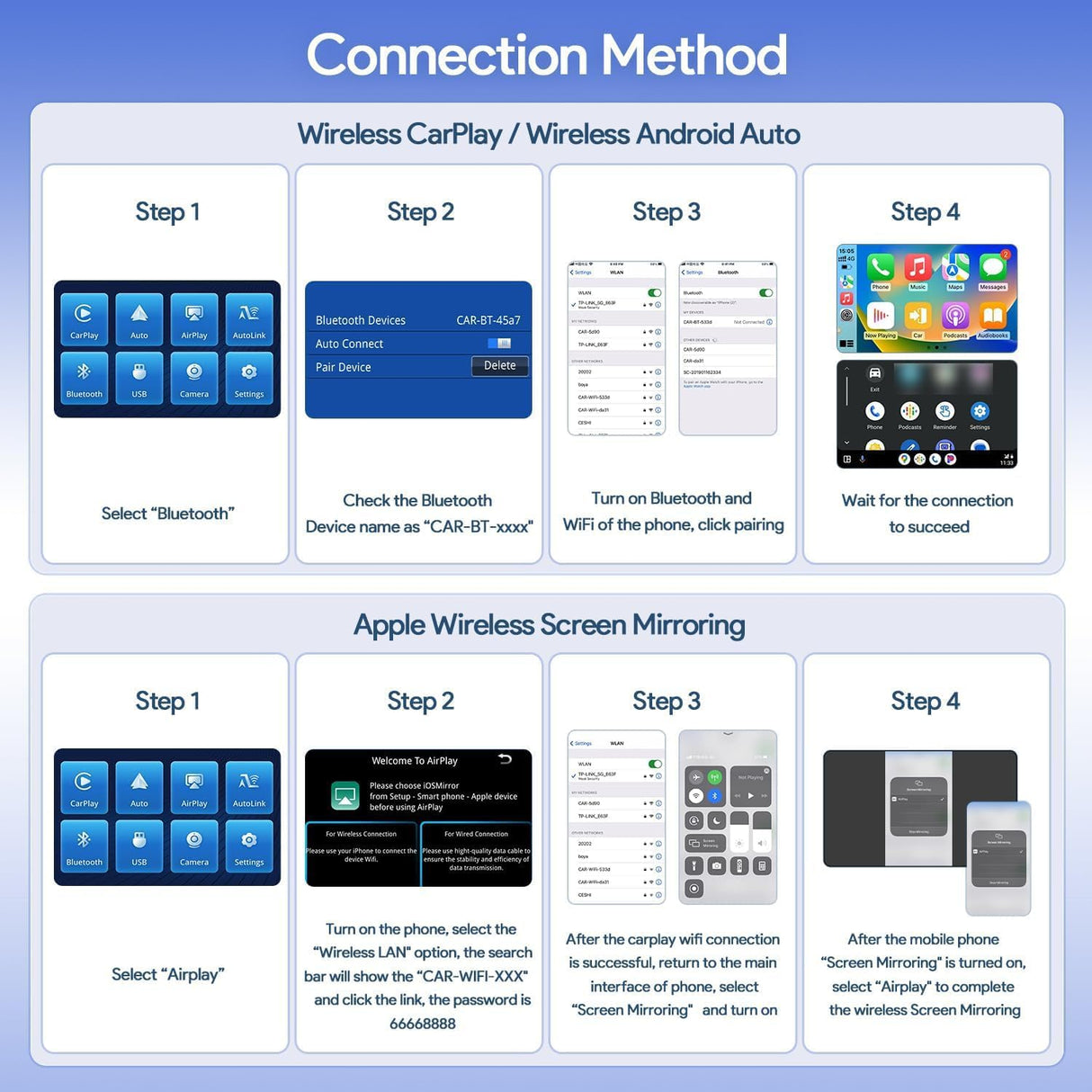 Wireless CarPlay/Android Auto Adapter for 2014-2019 Toyota with Entune2.0 & Touch2 Retrofit Kit Decoder