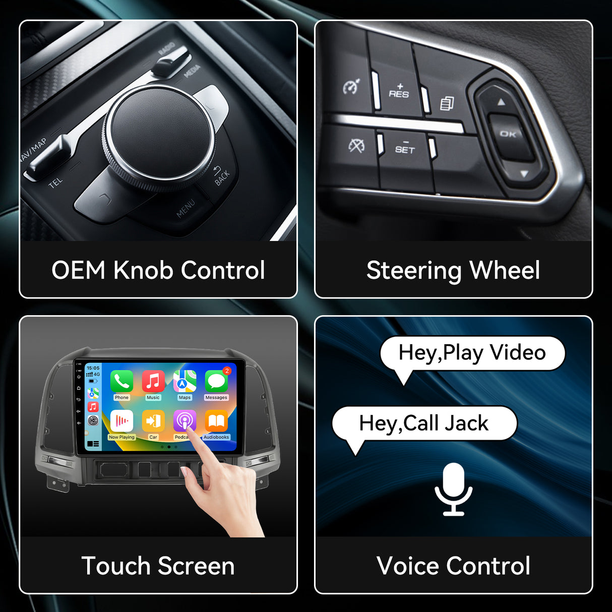 Android Car Stereo for Hyundai Santa fe 2006-2012, 9'' Touchscreen Radio for Santa fe Wireless Carplay Android Auto, 1080P/5G WiFi/Bluetooth/FM/RDS SWC Mirror Link+Backup Cam