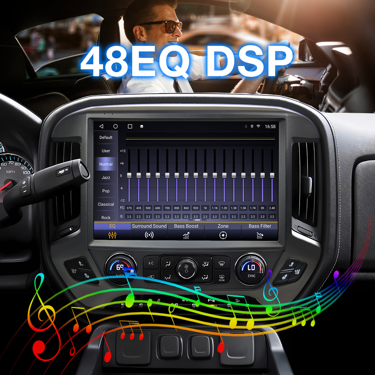 13.1" QLED Car Radio Stereo Compatible with Chevy Silverado & GMC Sierra 2014 2015 2016 2017 2018 Replacement Radio Upgrade, 2K, 8 Core, CarPlay&Android Auto, 5G WiFi, AM/FM, GPS, Backup Camera, 48 EQ