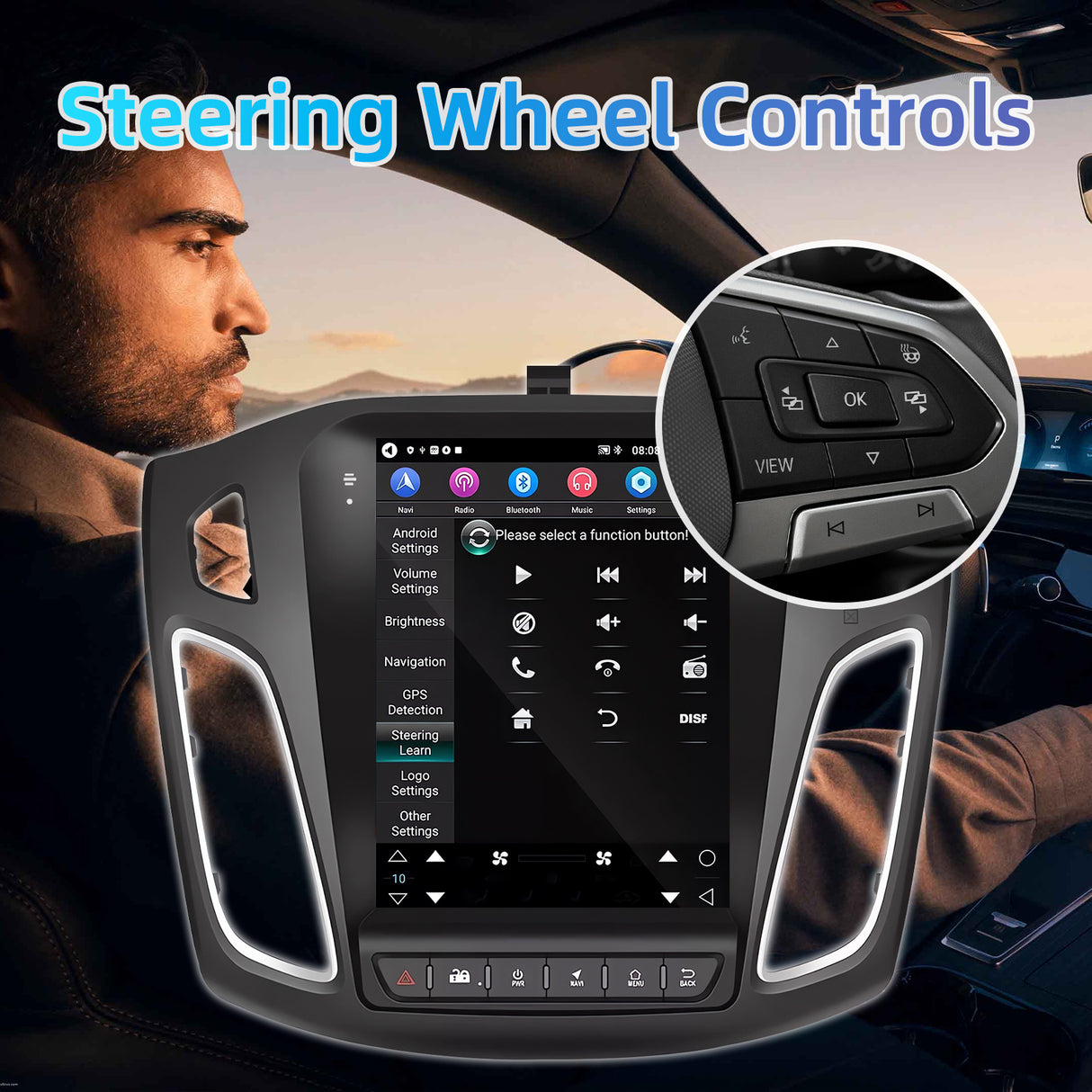 9.7 Inch Android 13 Car Radio Compatible with Ford Focus 2012 2013 2014 2015 2016 2017 2018, 2+64G Car Replacement Radio with CarPlay/Android Auto, Bluetooth GPS SWC FM Backup Camera