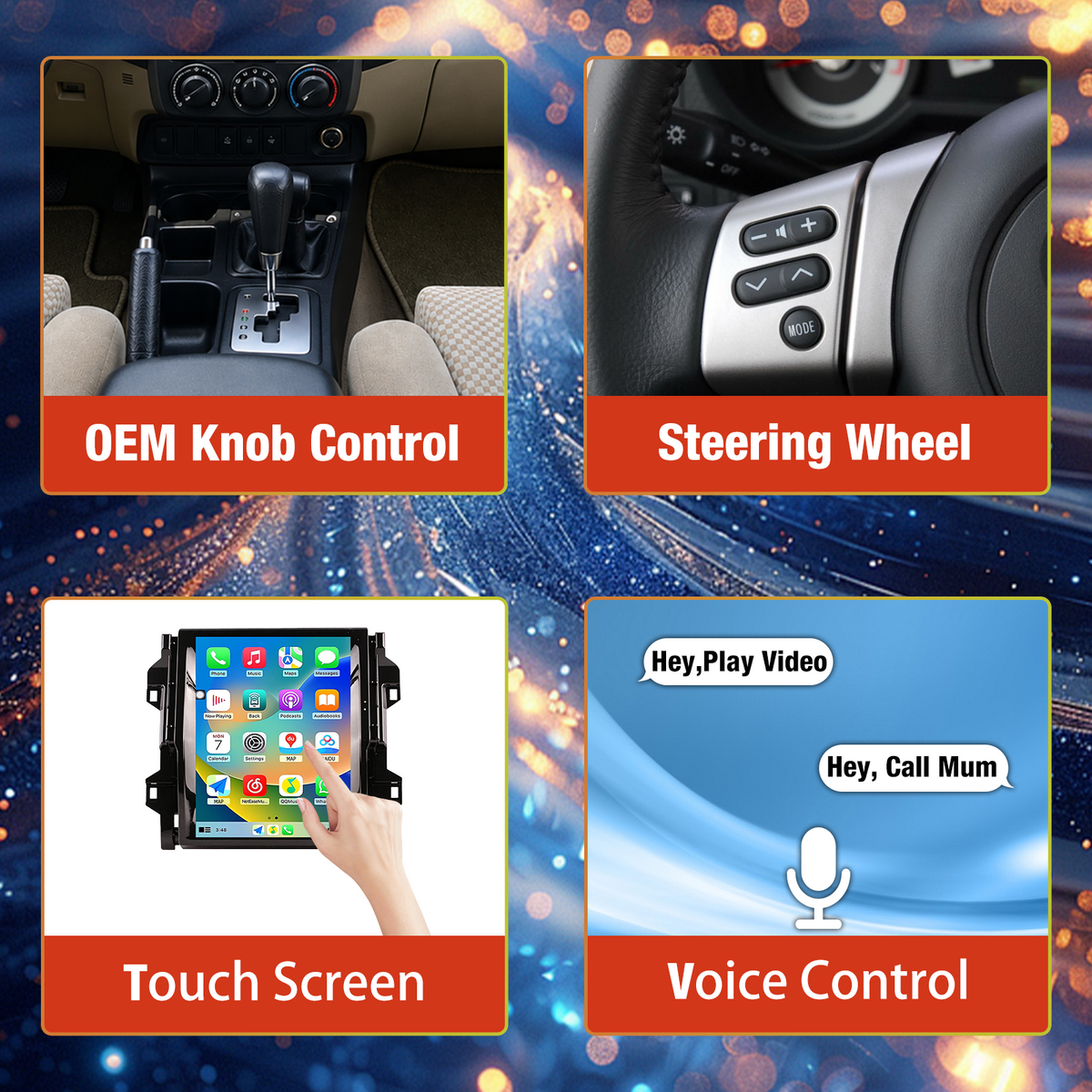 Android Car Radio for Toyota Fortuner 2018-2020, Wireless Apple CarPlay & Android Auto Head Unit, 8GB RAM +128GB ROM, Built-in GPS Navigation