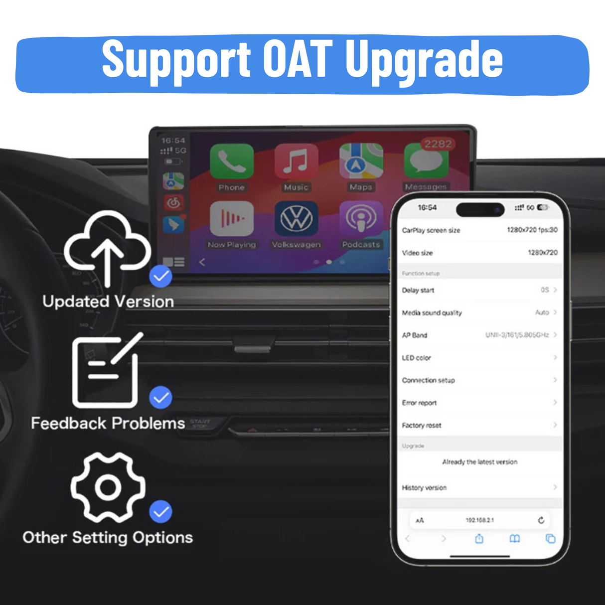 Wireless CarPlay Adapter for Car with OEM Wired CarPlay/Android Auto