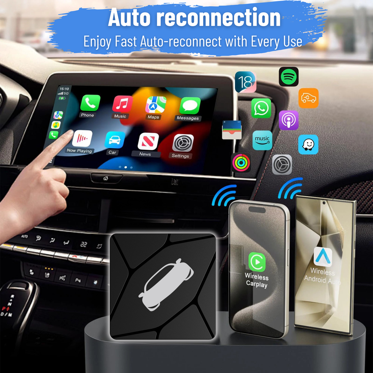 Wireless CarPlay Adapter for Car with OEM Wired CarPlay/Android Auto