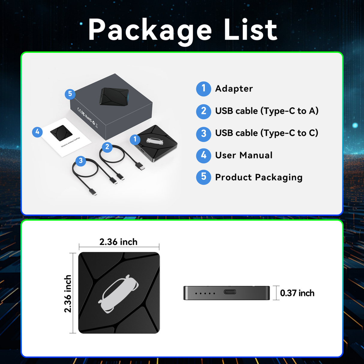 Wireless CarPlay Adapter for Car with OEM Wired CarPlay/Android Auto