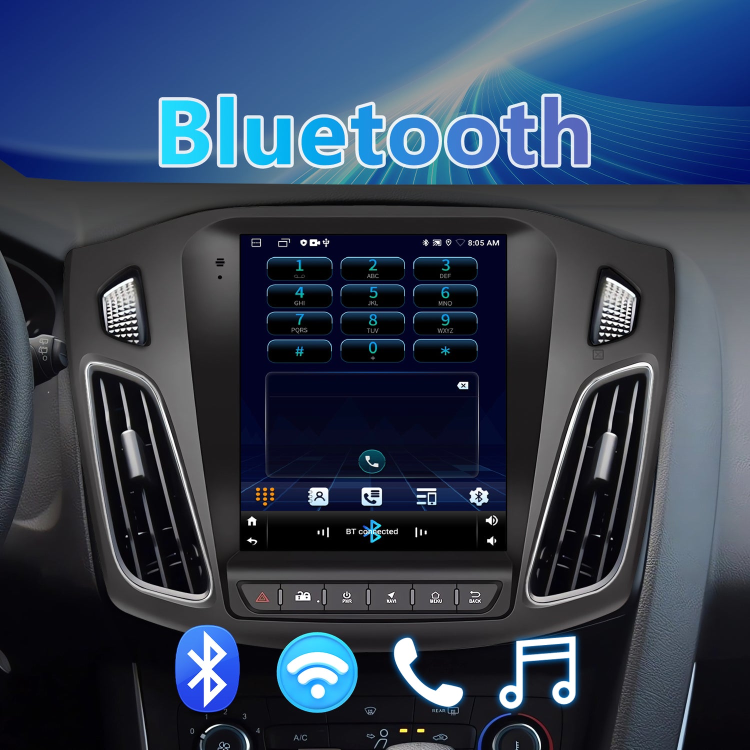 9.7 Inch Android 13 Car Radio Compatible with Ford Focus 2012 2013 2014 2015 2016 2017 2018, 2+64G Car Replacement Radio with CarPlay/Android Auto, Bluetooth GPS SWC FM Backup Camera